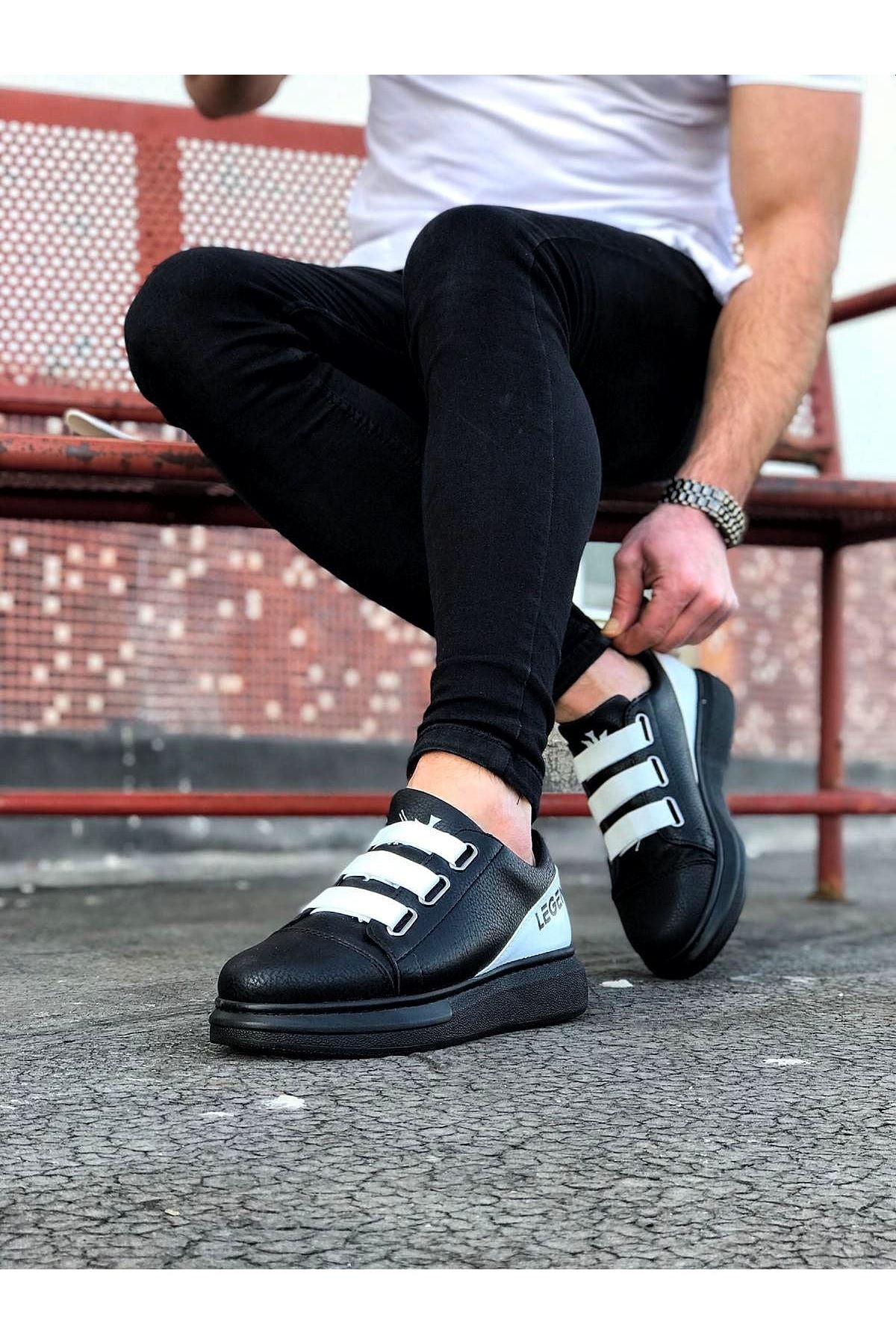 WG029 3-Stripes Legend Charcoal White Thick Sole Casual Men's Shoes sneakers - STREETMODE™