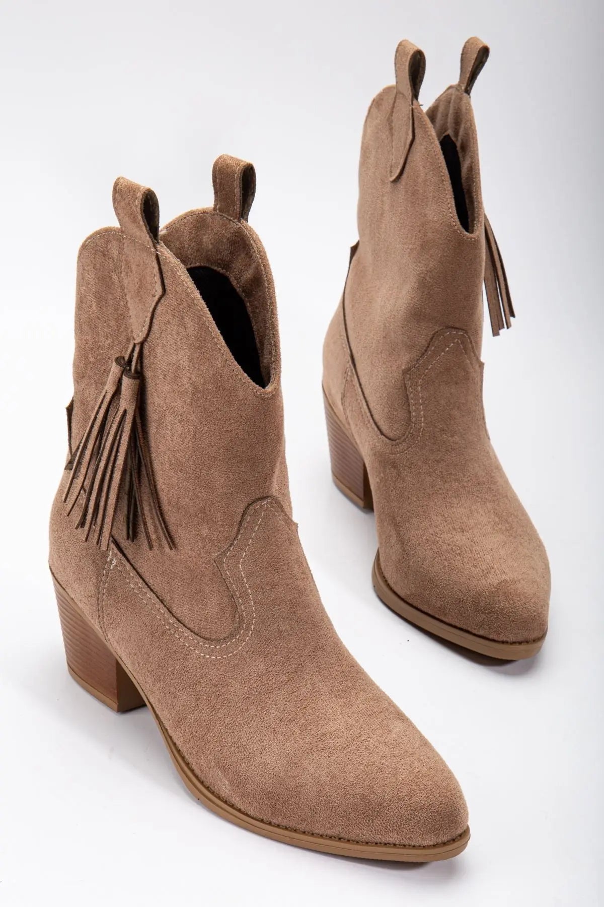 Women's Mink Suede Tassel Pointed Toe Western Cowboy Boots - STREETMODE™