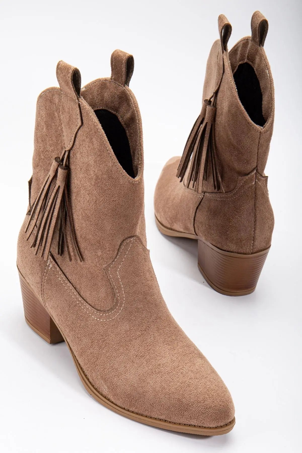 Women's Mink Suede Tassel Pointed Toe Western Cowboy Boots - STREETMODE™