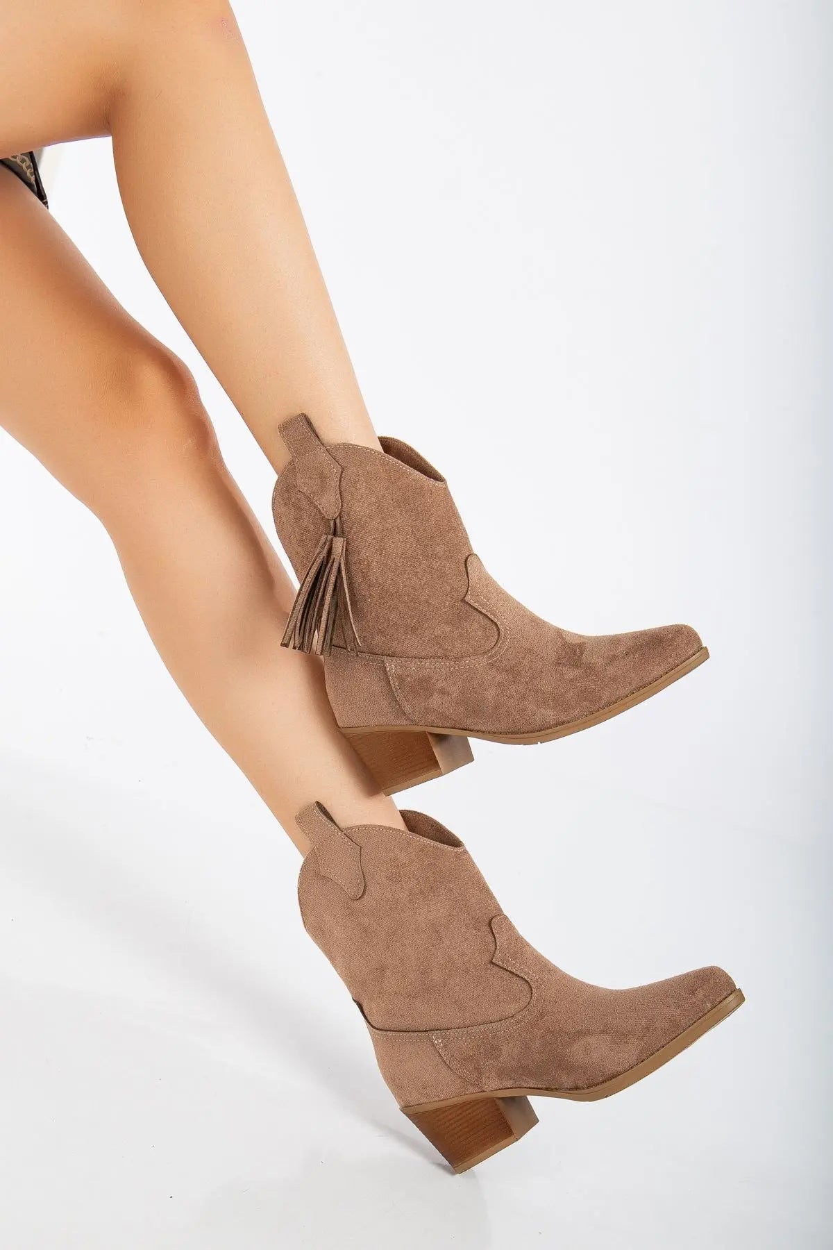 Women's Mink Suede Tassel Pointed Toe Western Cowboy Boots - STREETMODE™