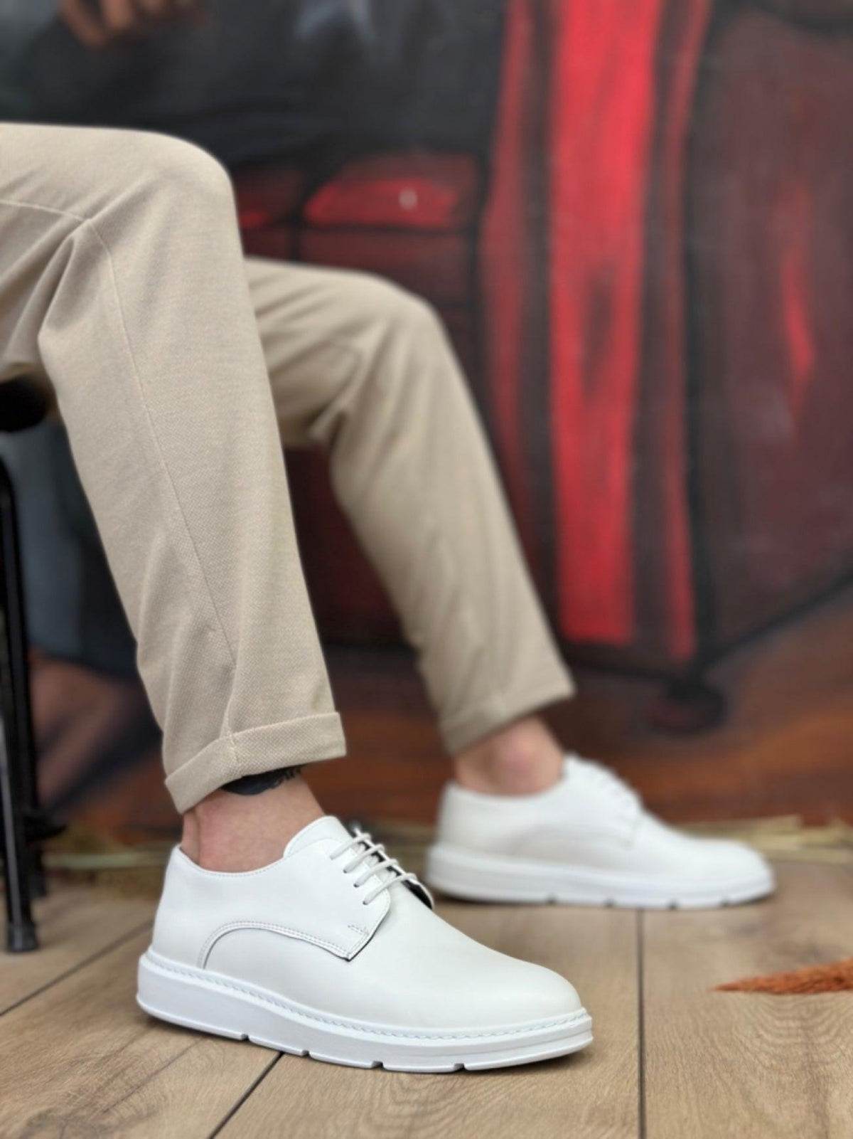 BA0003 Lace-Up Classic White Thick Sole Casual Men's Shoes - STREETMODE™