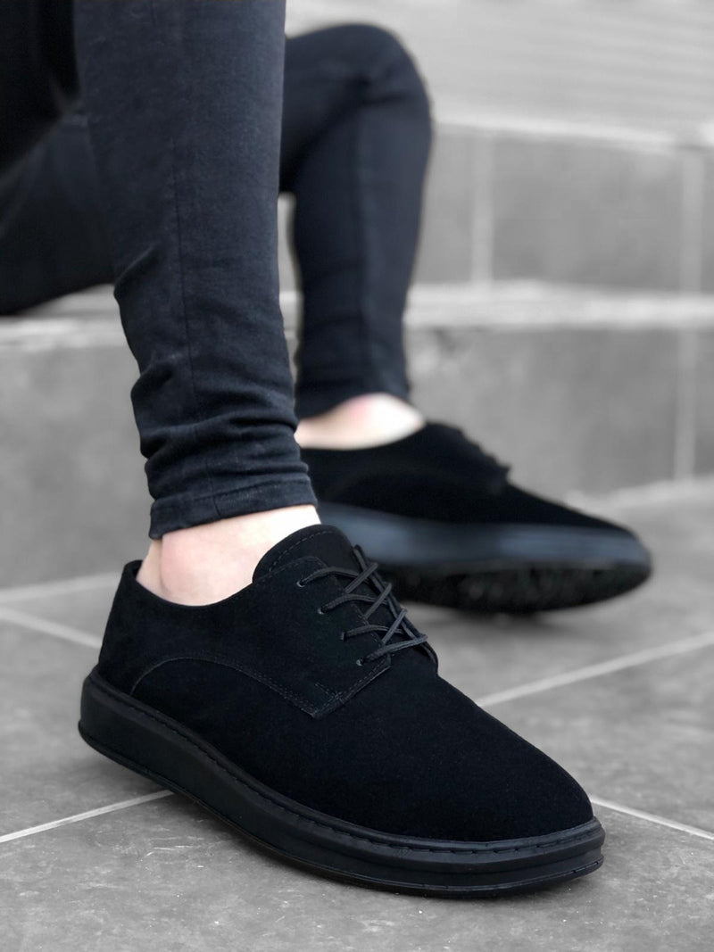 BA0003 Lace-up Suede Classic Black High Sole Casual Men's Shoes - STREETMODE™