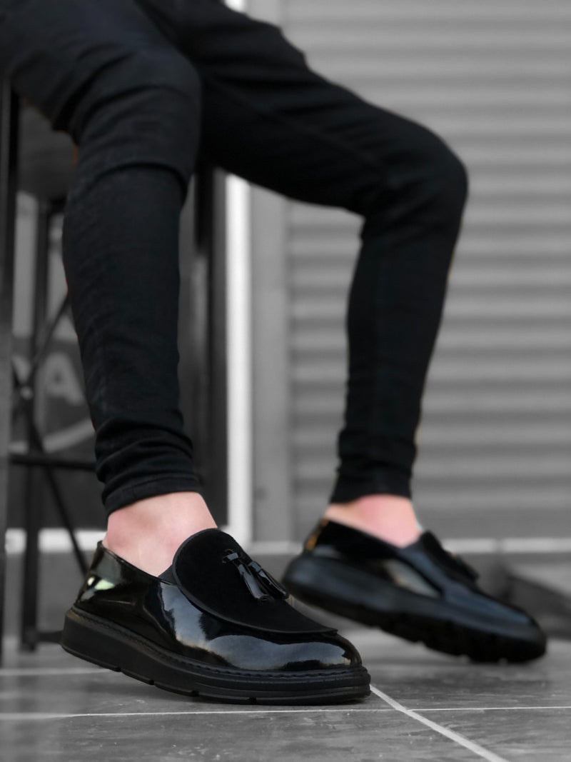 BA0005 Laceless High Sole Black Sole Classic Suede Detailed Tasseled Corcik Men's Shoes - STREETMODE™