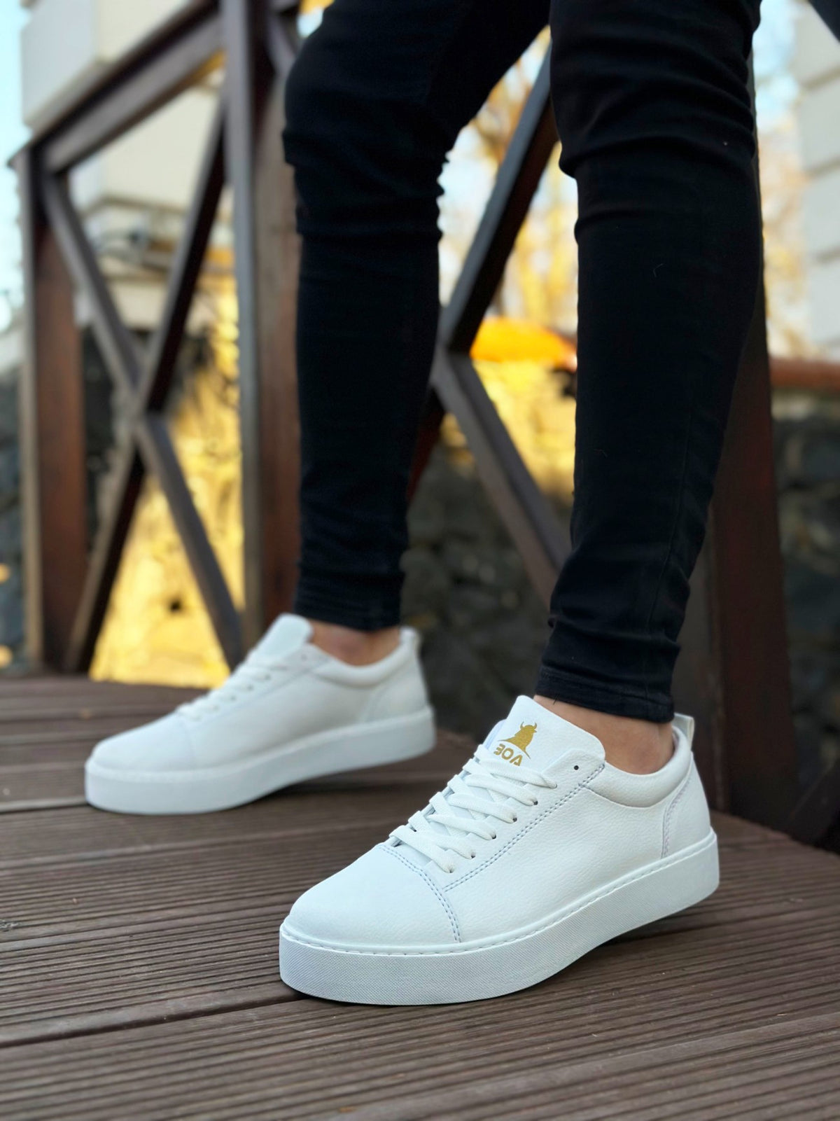 BA0104 Lace-Up White Skin Sport Classic Men's Sneakers Shoes - STREETMODE™