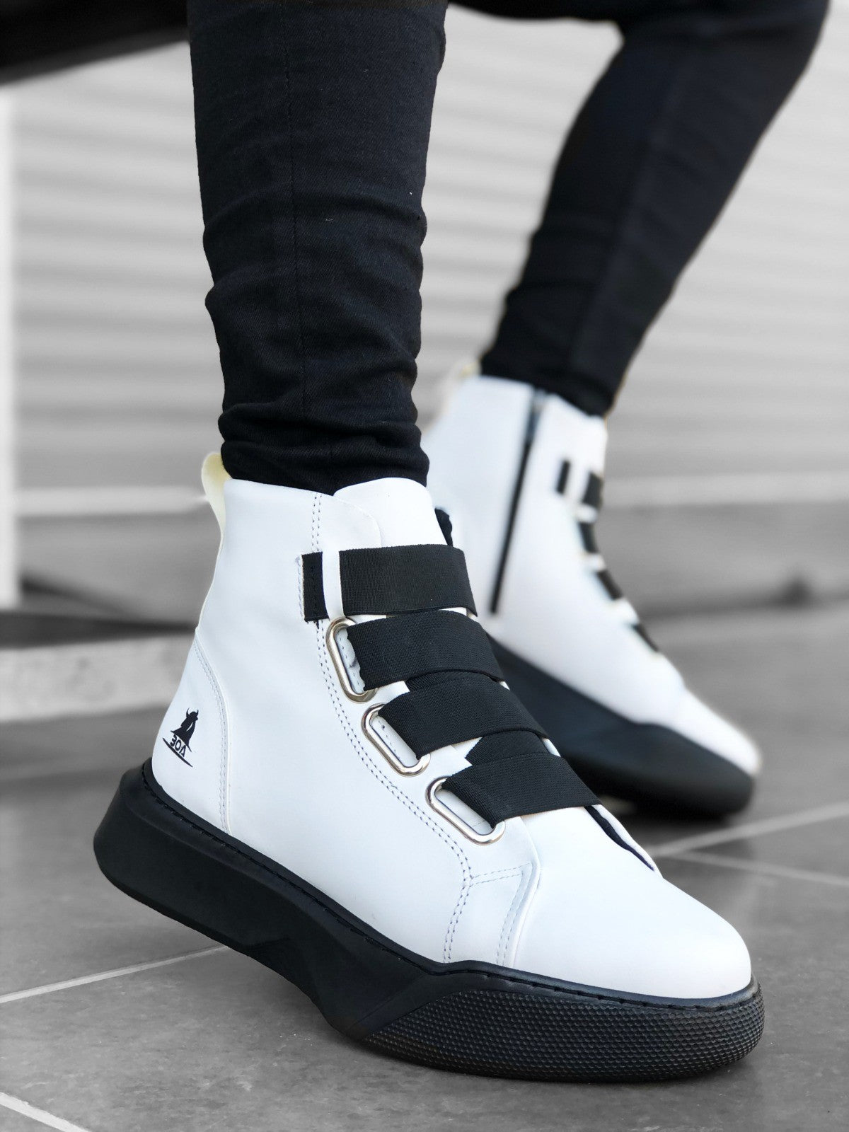 BA0142 Banded Men's High Sole Black Sport Boots - Men Fashion Sneaker Shoes Men's Sneaker Boots - STREETMODE™