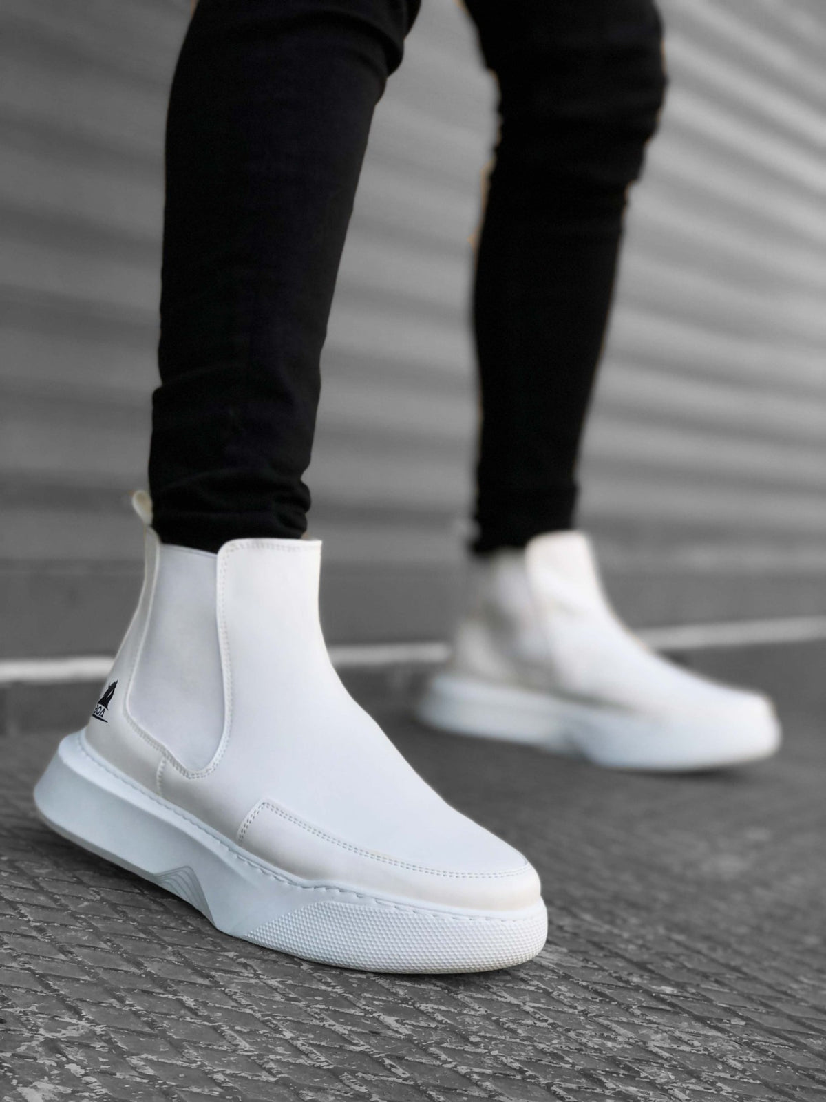 BA0150 Men's High Sole White Sport Boots With Lace-Up Band - STREETMODE™ DE