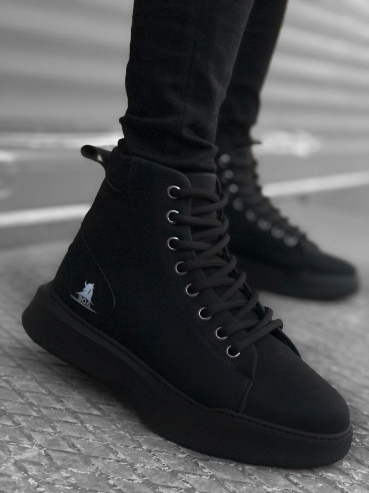 BA0155 Lace-Up Men's High Sole Black Sport Boot - STREETMODE™