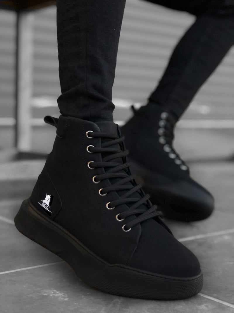 BA0155 Lace-Up Men's High Sole Black Sport Boot - STREETMODE™