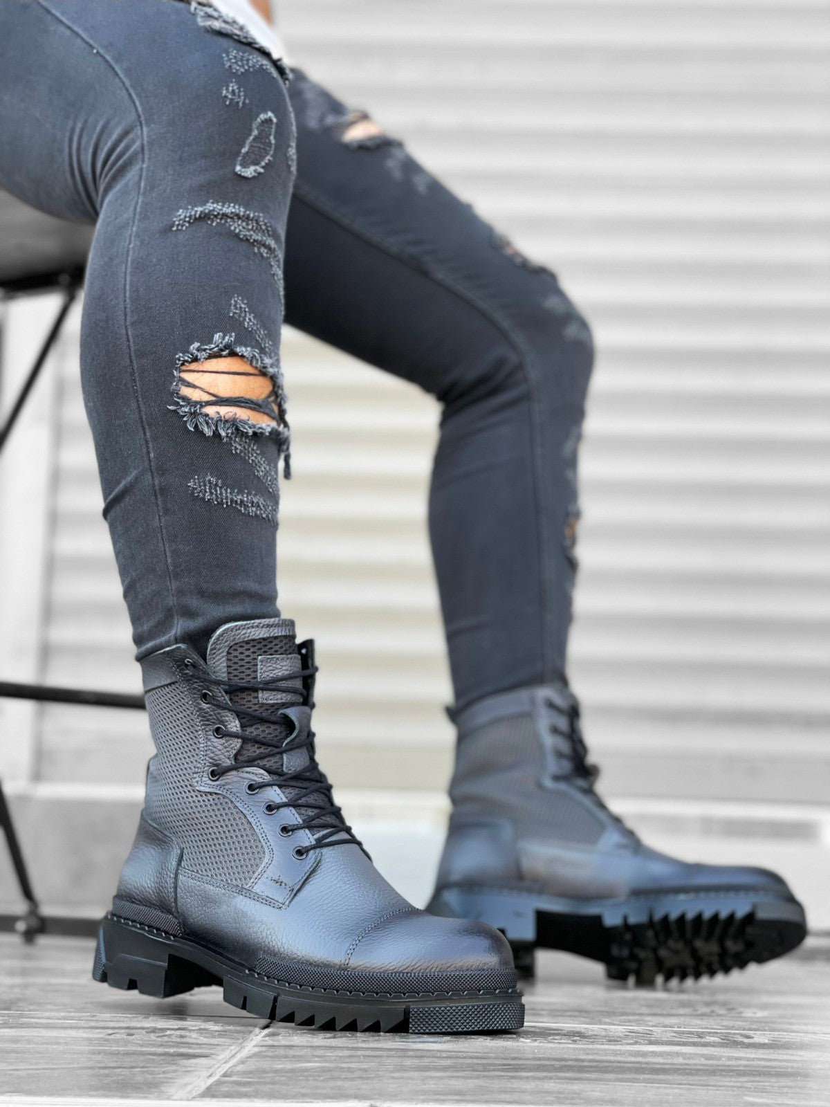 BA0183 Gray Men's Boots Shoes - STREETMODE™