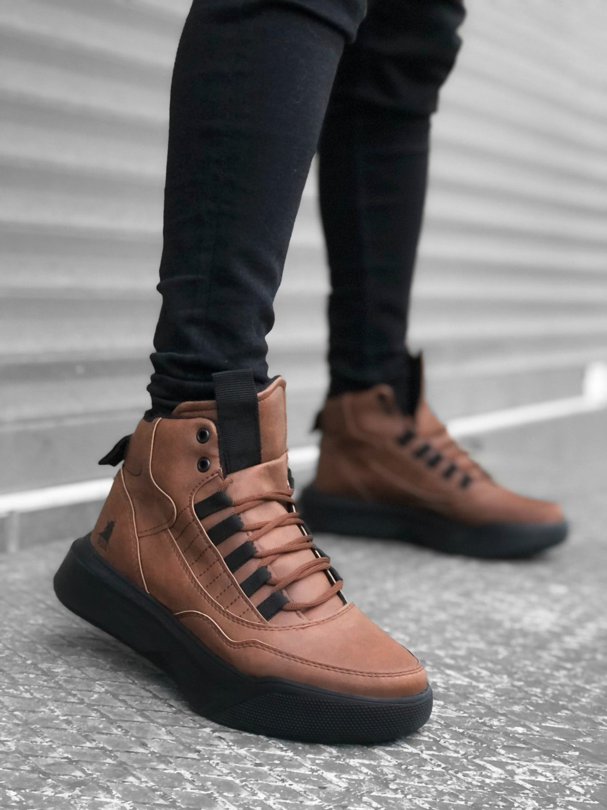 BA0192 Lace-up Men's High-Sole Tan Sports Boots - STREETMODE™