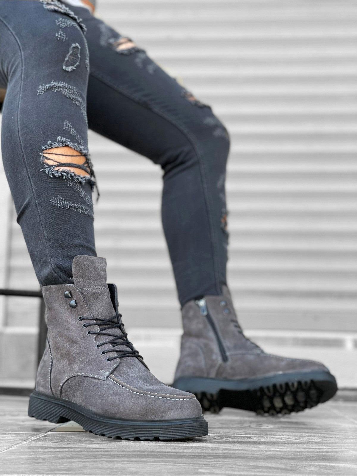 BA0212 Gray Men's Boots - STREETMODE™