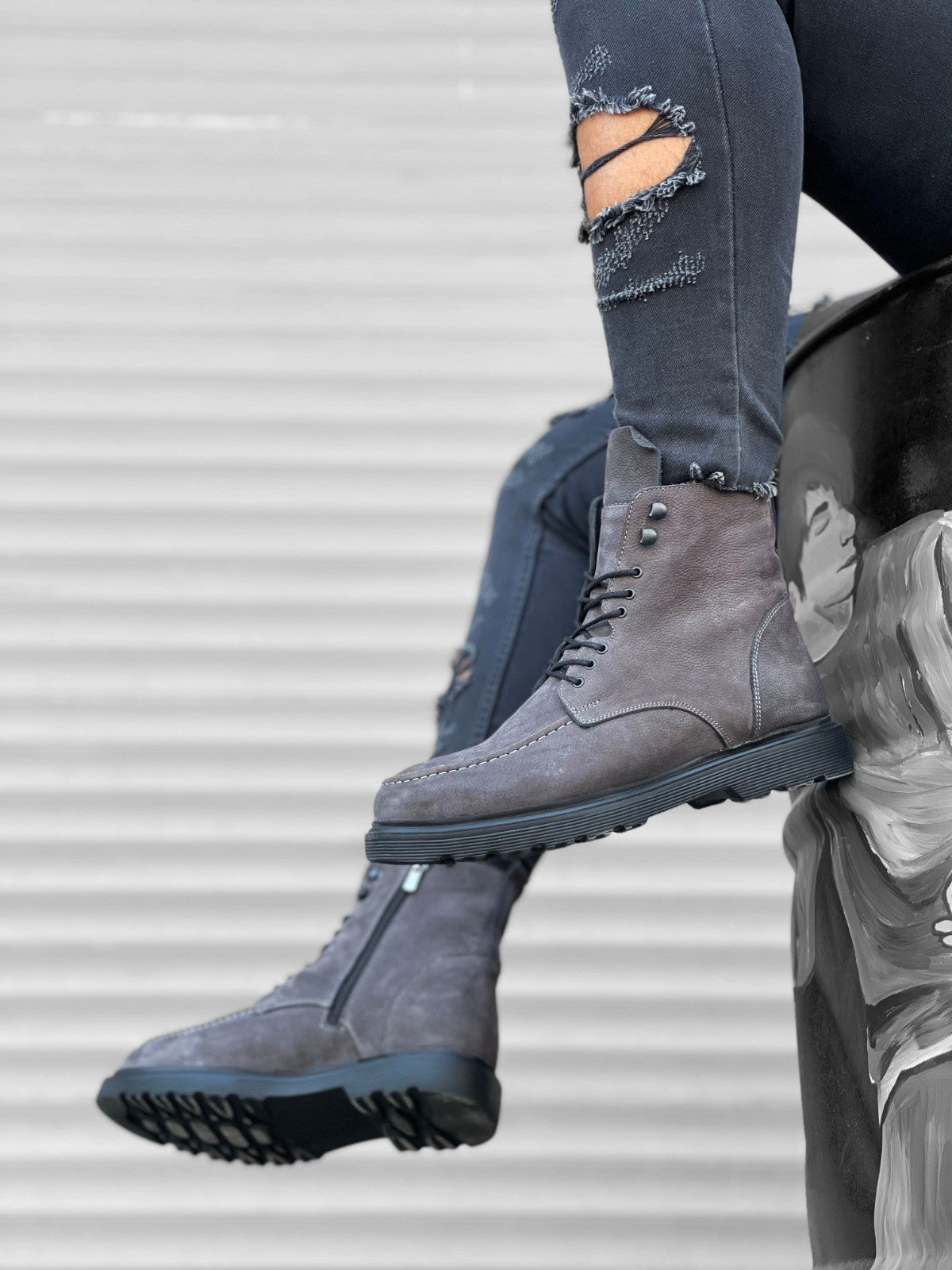 BA0212 Gray Men's Boots - STREETMODE™
