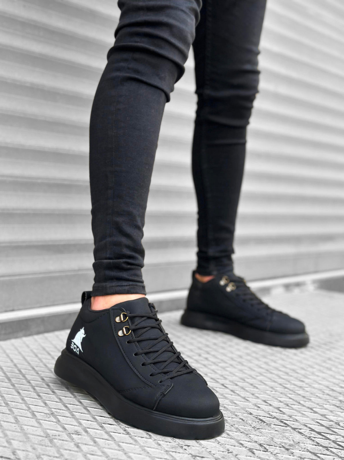 BA0220 Lace-up Men's High Black Sole Sports Sneakers Shoes - STREETMODE™