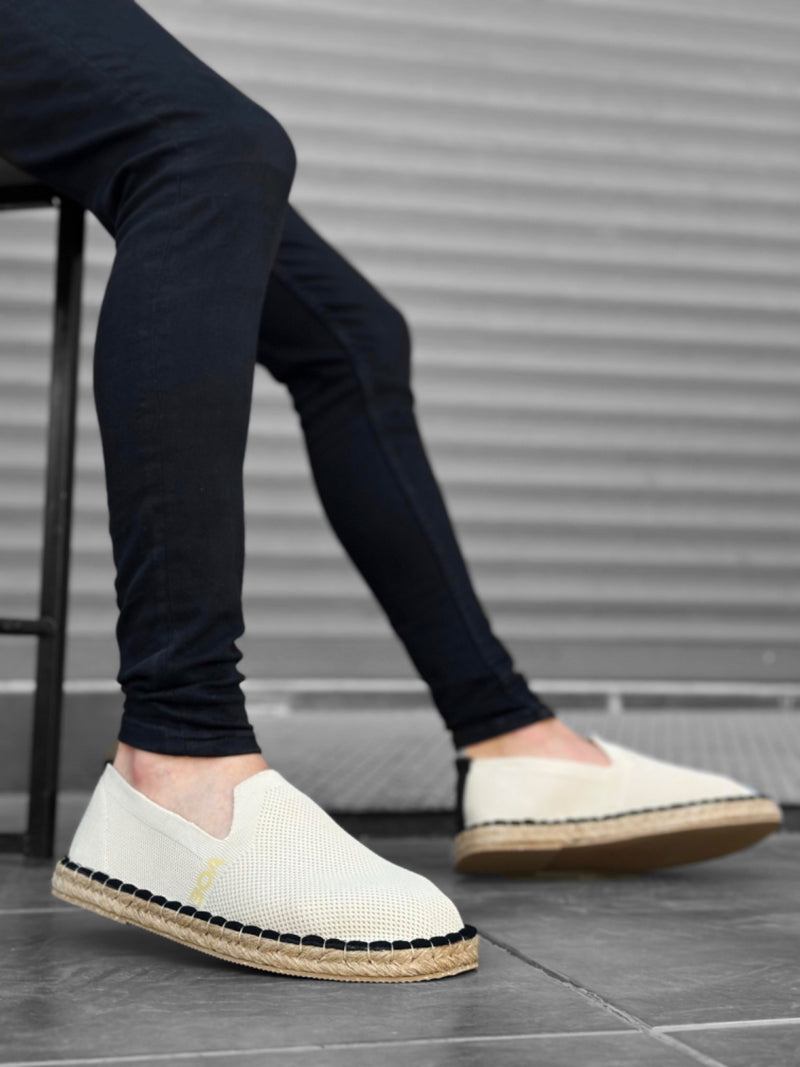 BA0224 Comfortable Flat Sole Espadrilles Knitted Knitwear Beige Casual Men's Shoes - STREETMODE™