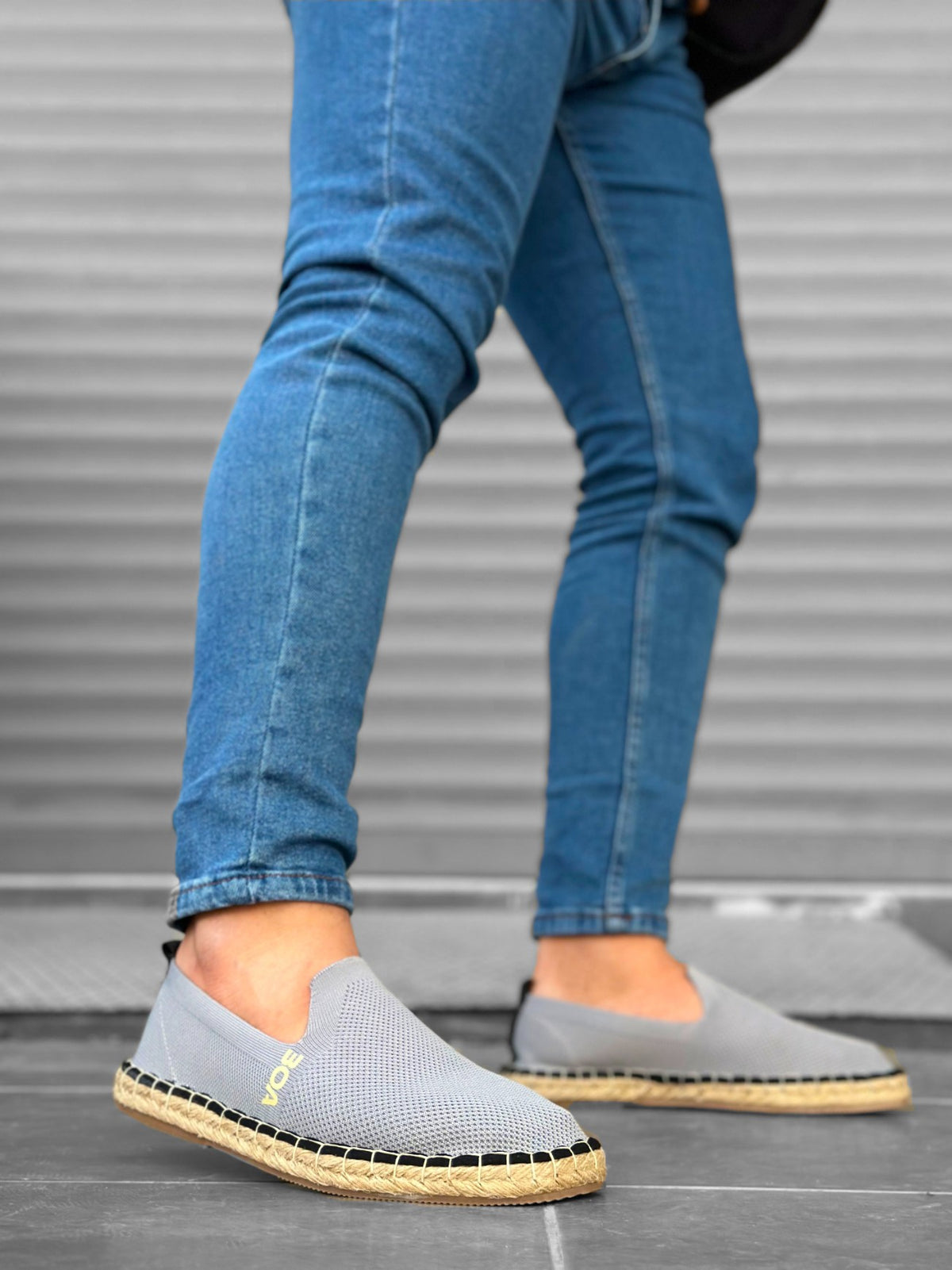 BA0224 Comfortable Flat Sole Espadrilles Knitted Sweater Gray Men's Casual Shoes - STREETMODE™