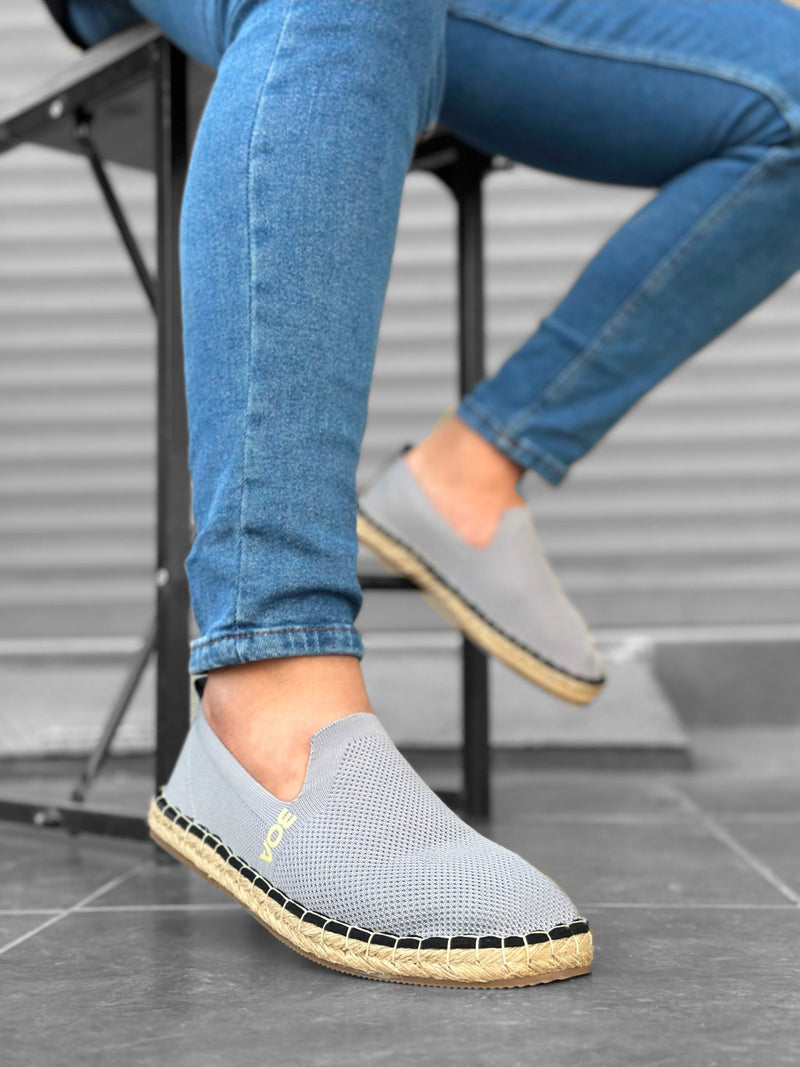 BA0224 Comfortable Flat Sole Espadrilles Knitted Sweater Gray Men's Casual Shoes - STREETMODE™