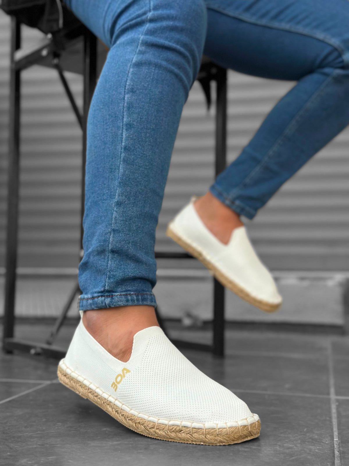 BA0224 Comfortable Flat Sole Espadrilles Knitted Sweater White Casual Men's Shoes - STREETMODE™