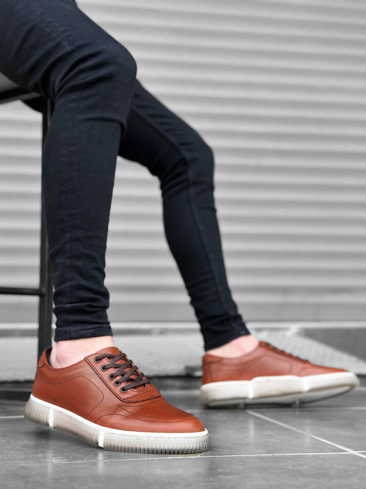 BA0309 Inside and outside Genuine Leather Lace-up Tan Classic Men's Shoes - STREETMODE™