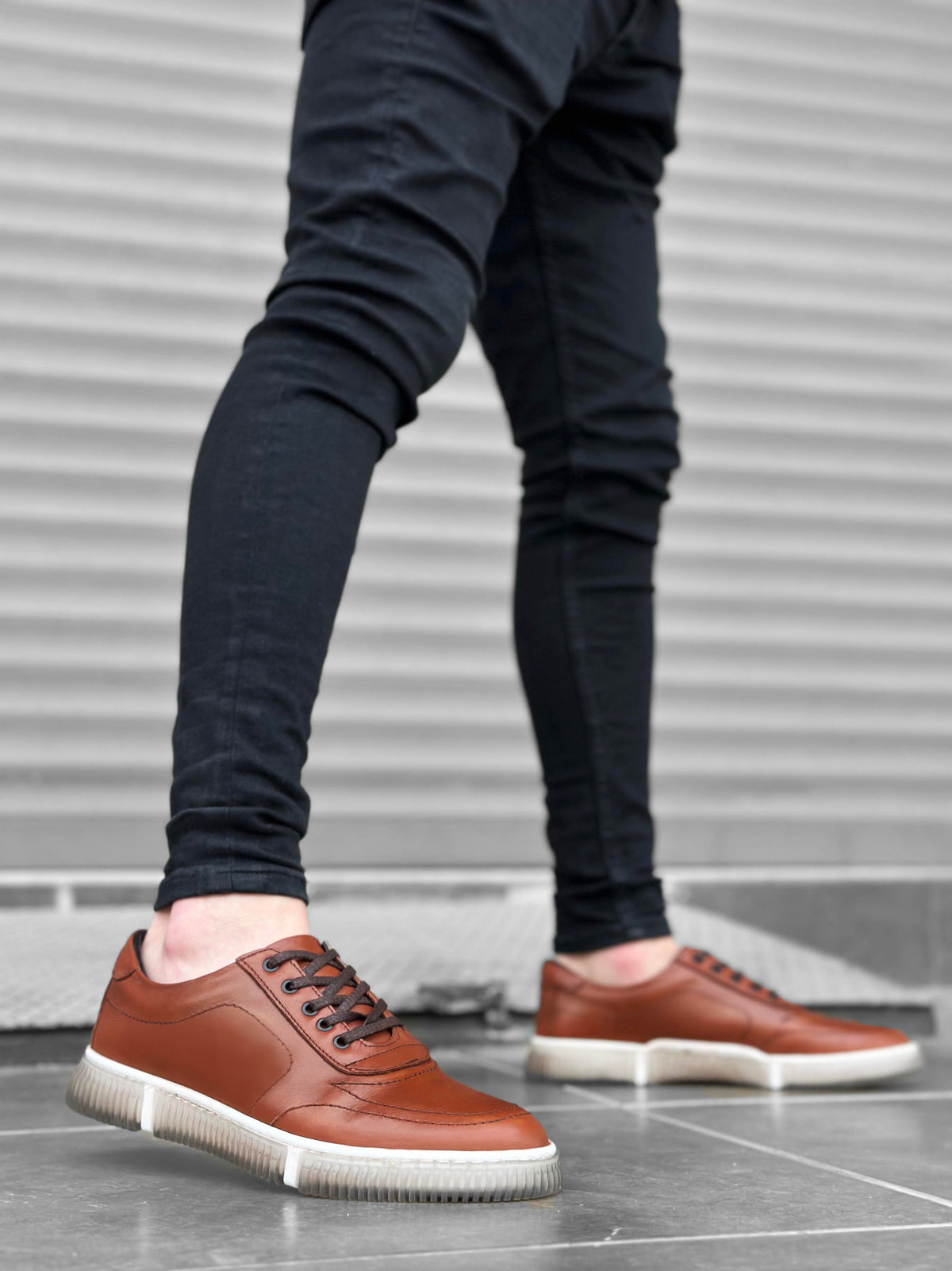 BA0309 Inside and outside Genuine Leather Lace-up Tan Classic Men's Shoes - STREETMODE™