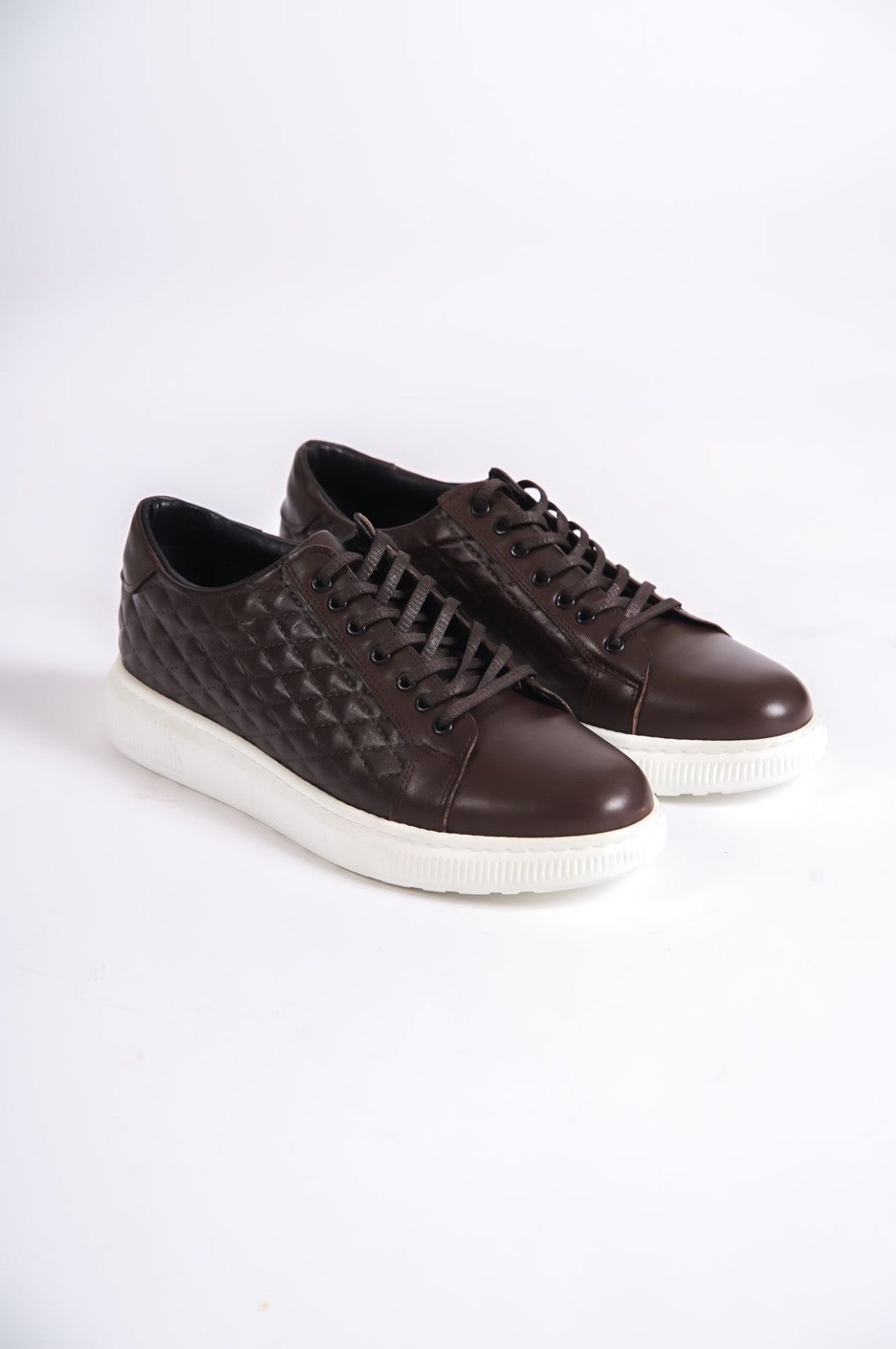 BA0311 Inside Out Genuine Leather Quilted Patterned Lace-Up Brown Classic Men's Shoes - STREETMODE™