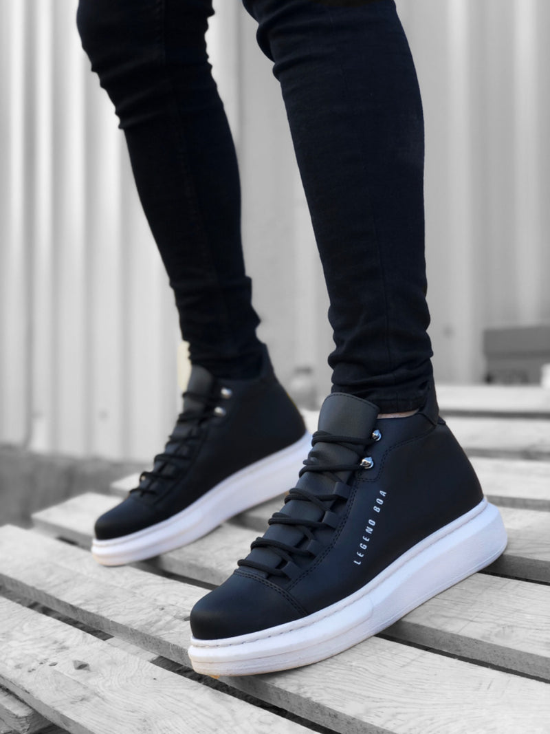 BA0312 Lace-up High Black and White Sole Men's Style Sports Boots - STREETMODE™
