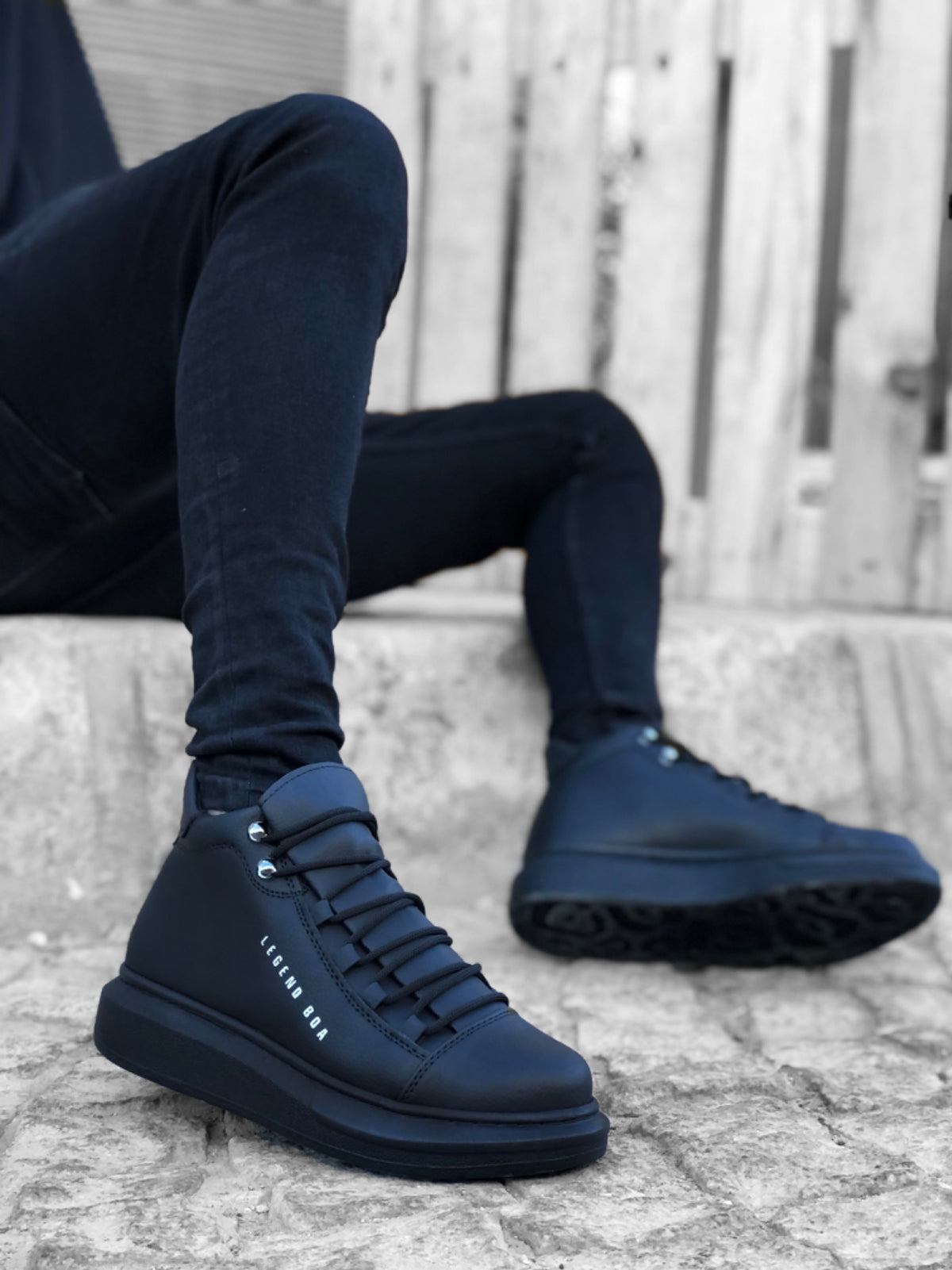 BA0312 Lace-up High Black Sole Men's Style Sport Boots - STREETMODE™