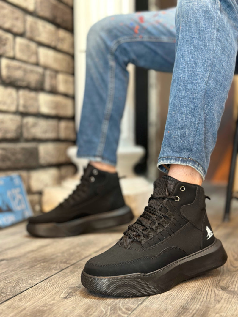 BA0318 Lace-up Men's High Sole Black Sole Sports Boots - STREETMODE™