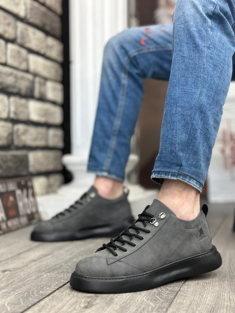 BA0331 Lace-Up Men's High Sole Smoked Skin Sports Shoes - STREETMODE™