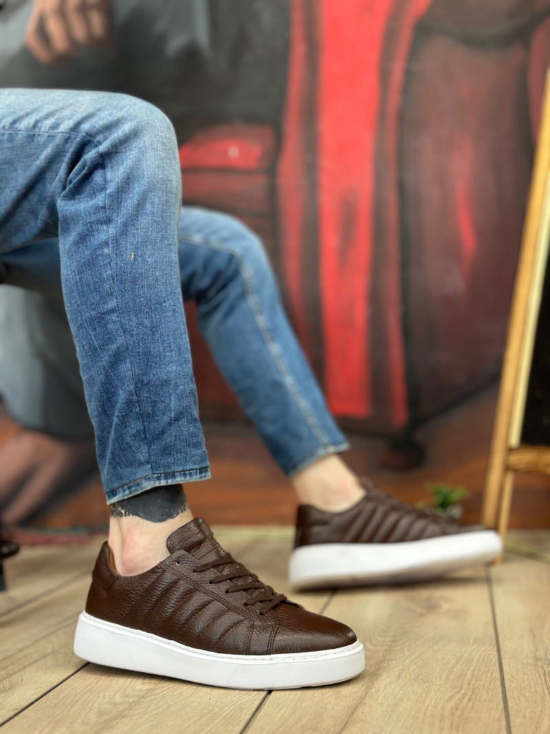 BA0348 Brown Casual Men's Shoes with Genuine Leather Inside and Out - STREETMODE™