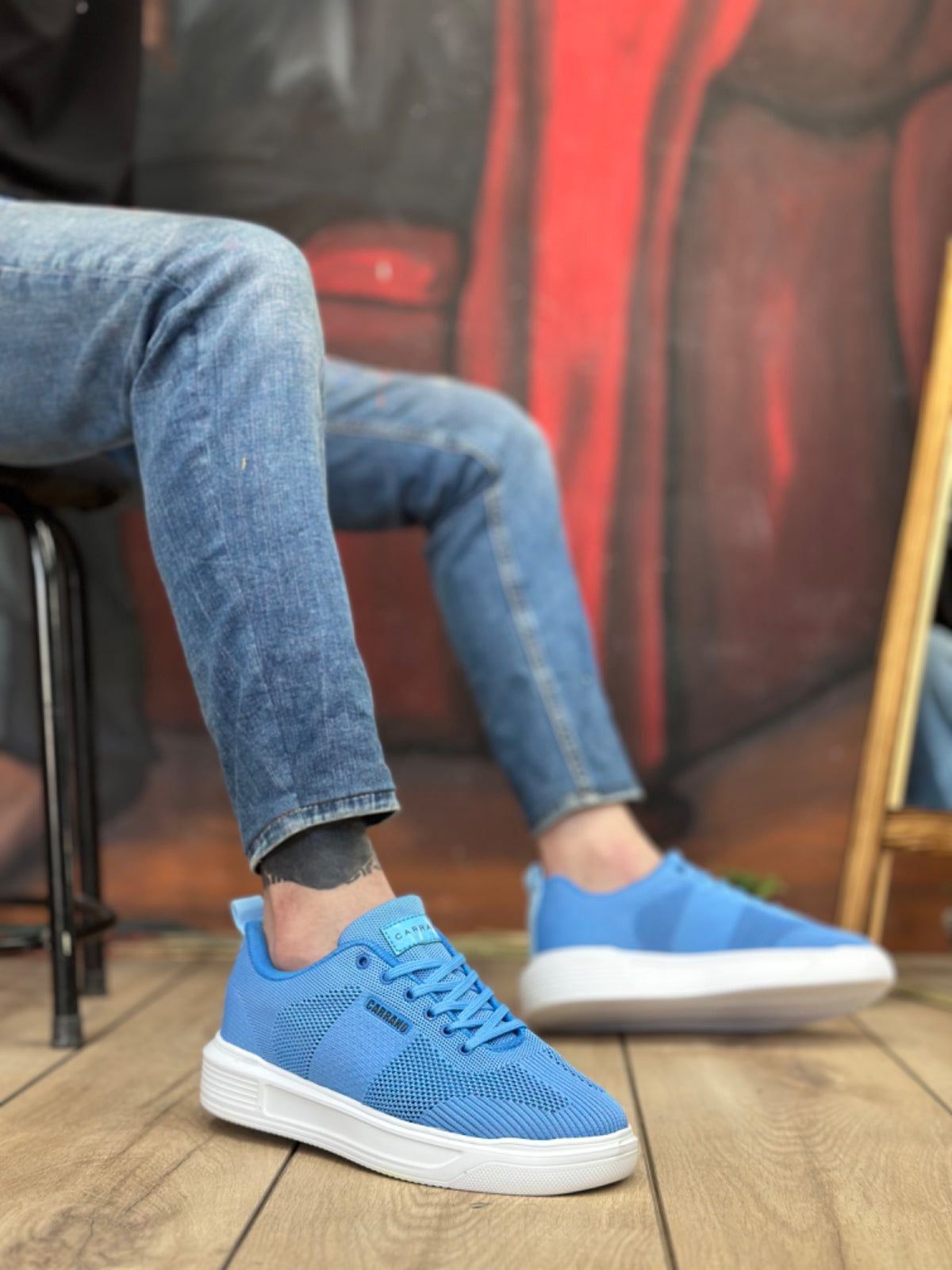 BA0349 Special Knitted Knitwear High Sole Style Blue Color Sports Shoes - STREETMODE™