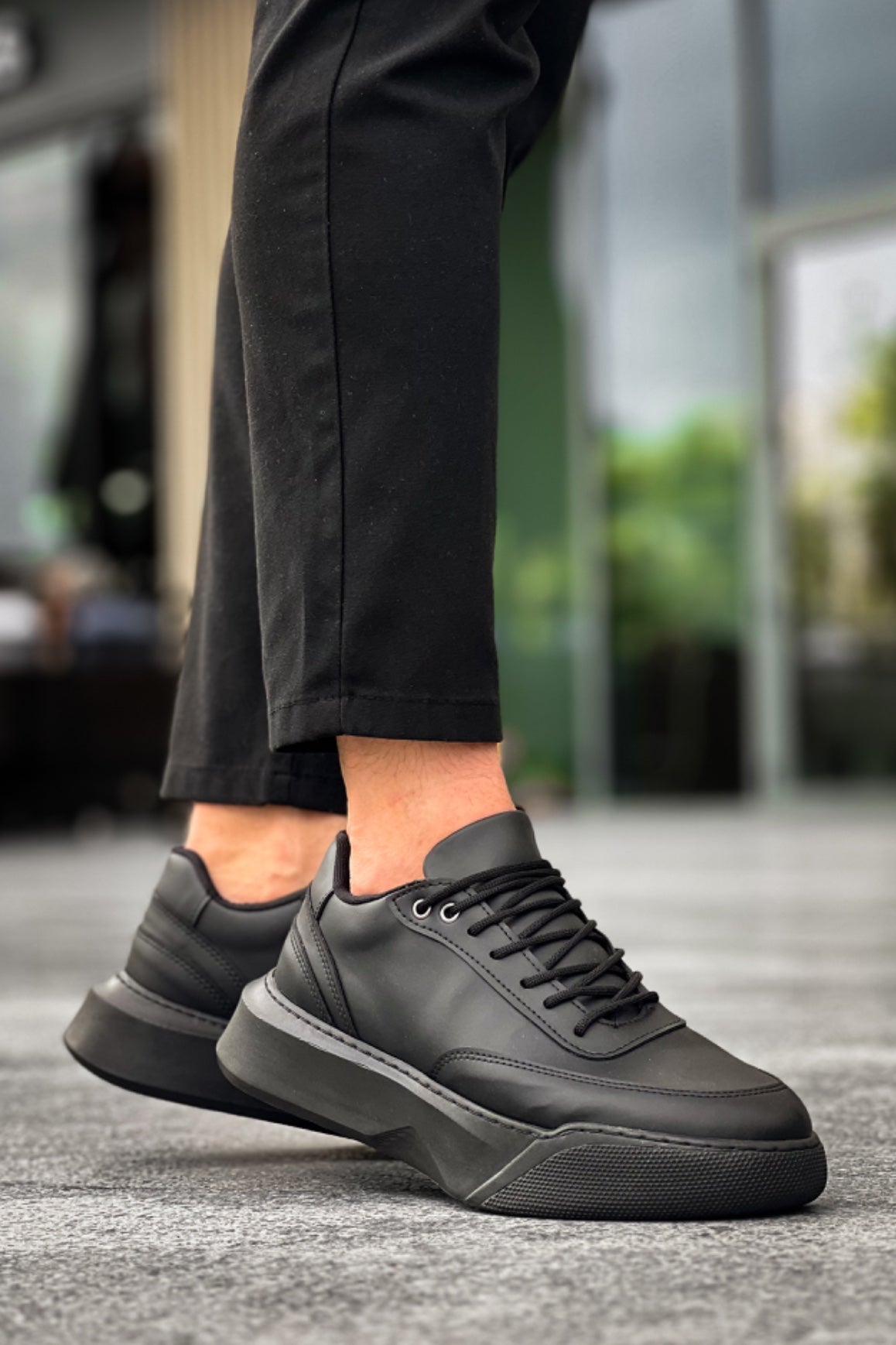 BA0354 Casual Lace-Up Men's High Black Sole Sneakers - STREETMODE™