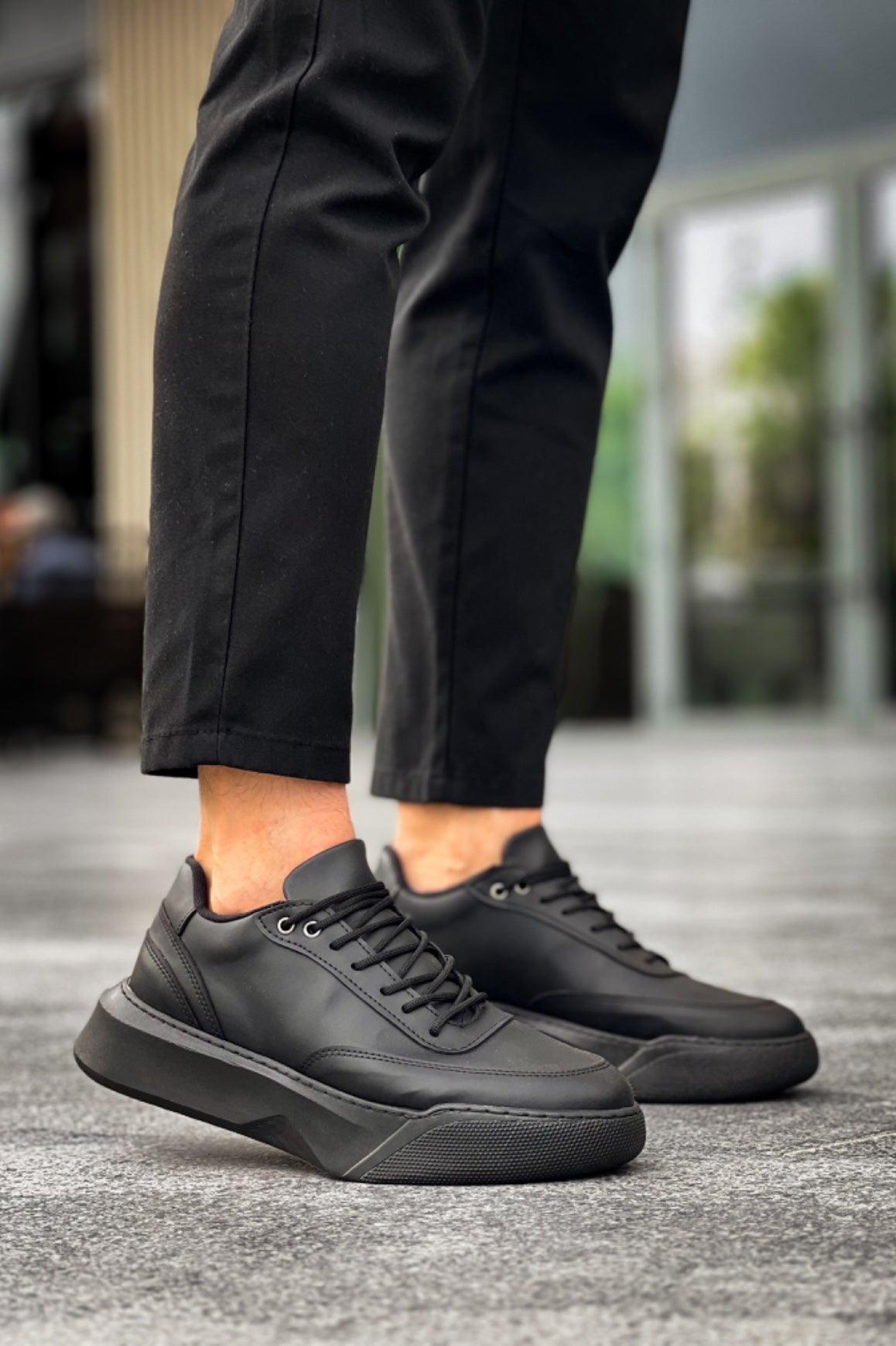 BA0354 Casual Lace-Up Men's High Black Sole Sneakers - STREETMODE™