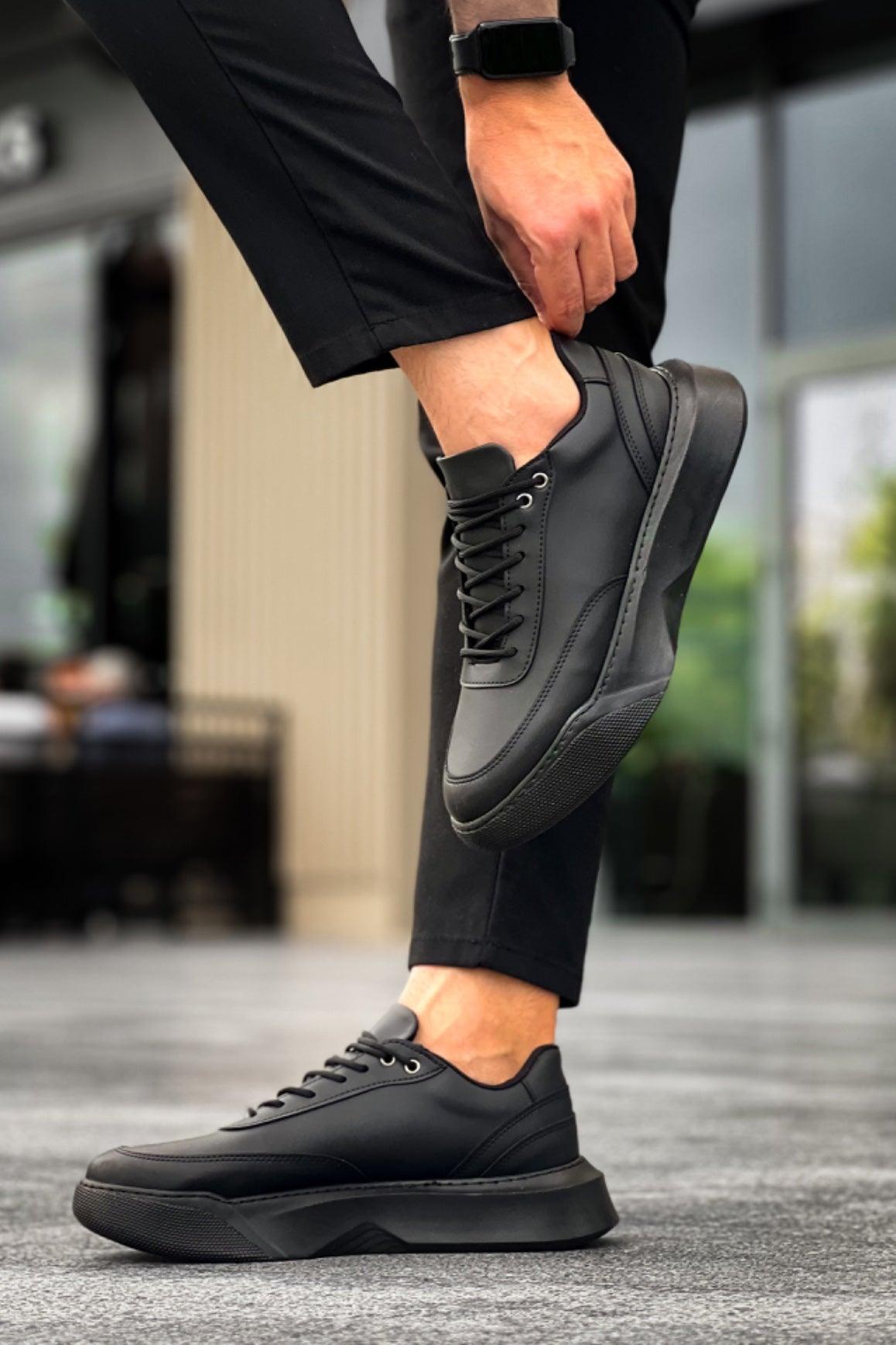 BA0354 Casual Lace-Up Men's High Black Sole Sneakers - STREETMODE™