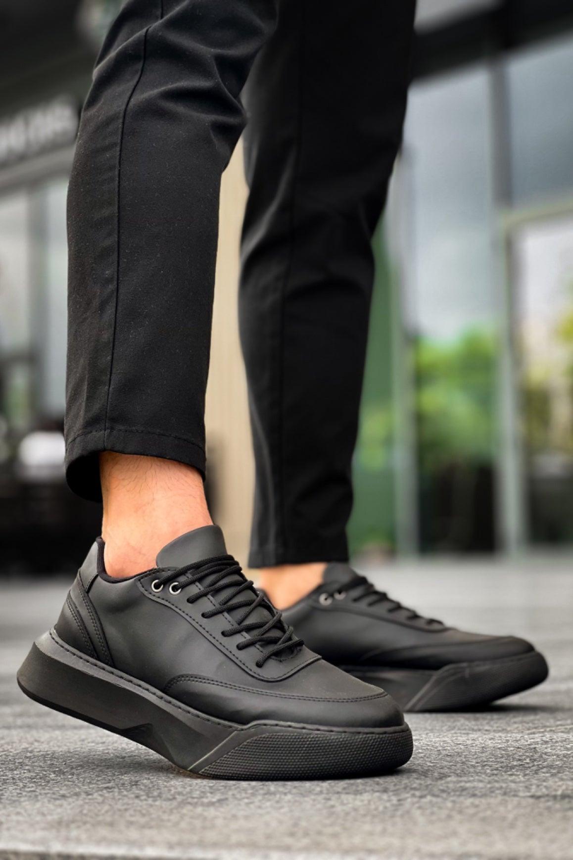 BA0354 Casual Lace-Up Men's High Black Sole Sneakers - STREETMODE™