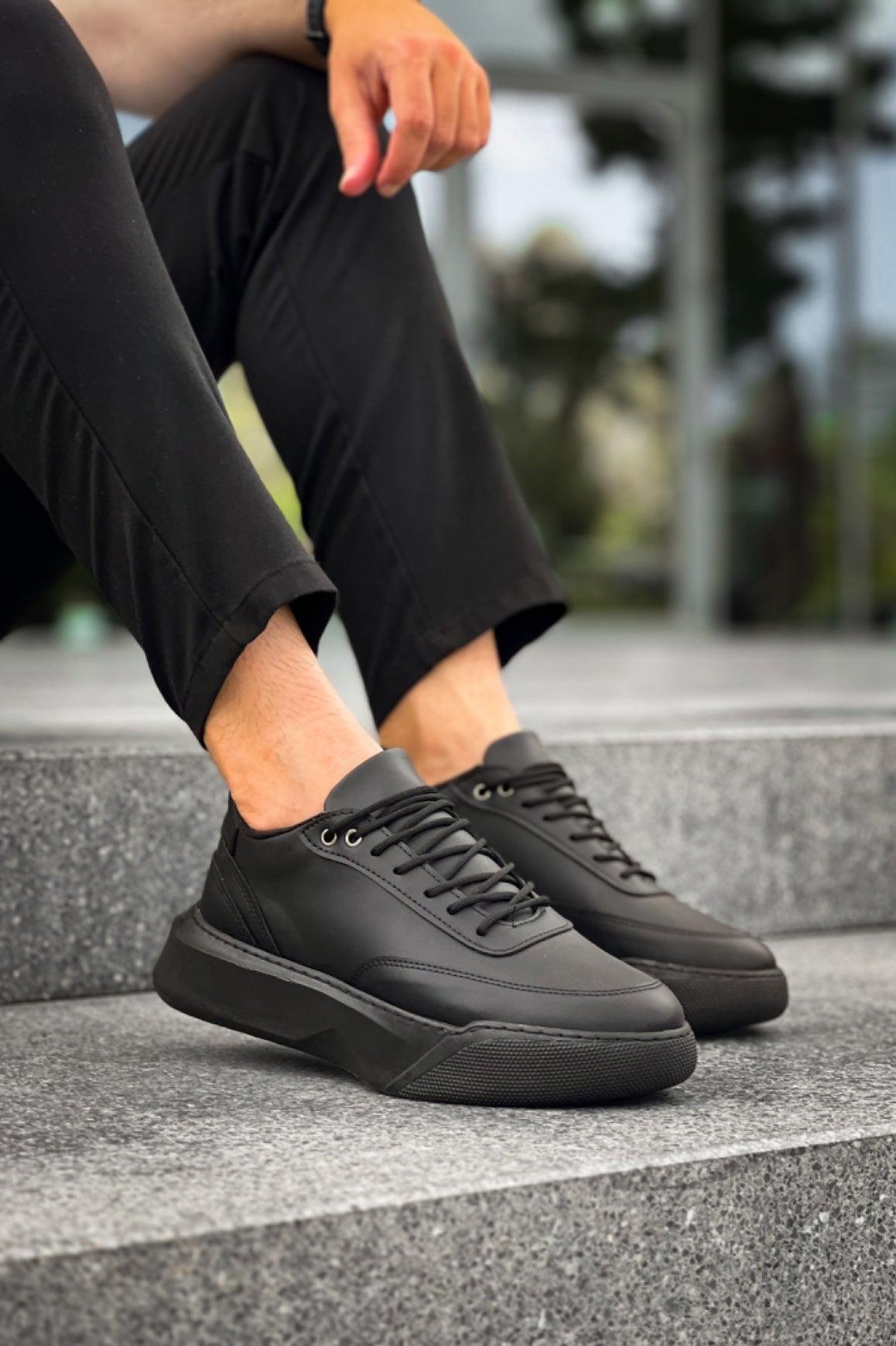 BA0354 Casual Lace-Up Men's High Black Sole Sneakers - STREETMODE™