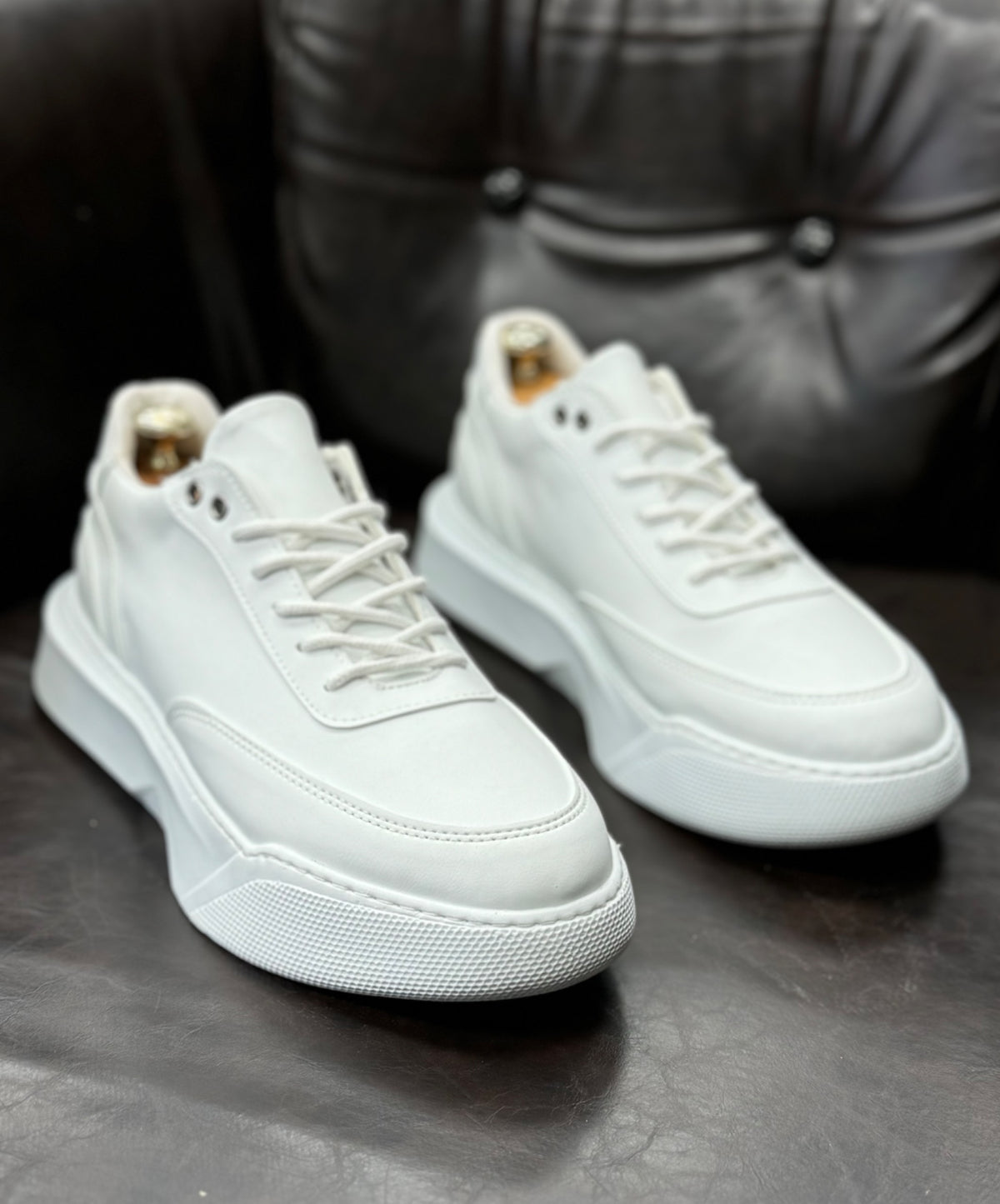 BA0354 Casual Lace-Up Men's High Sole White Sneakers - STREETMODE™