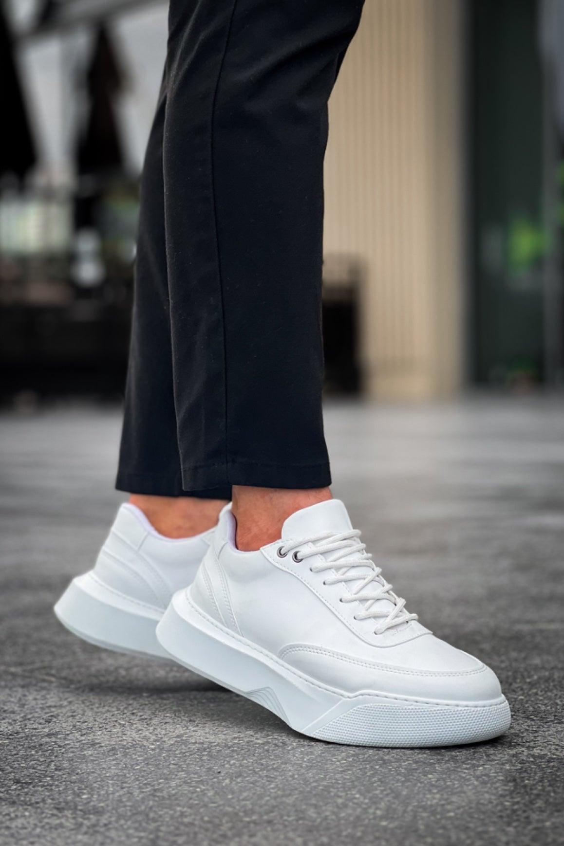 BA0354 Casual Lace-Up Men's High Sole White Sneakers - STREETMODE™