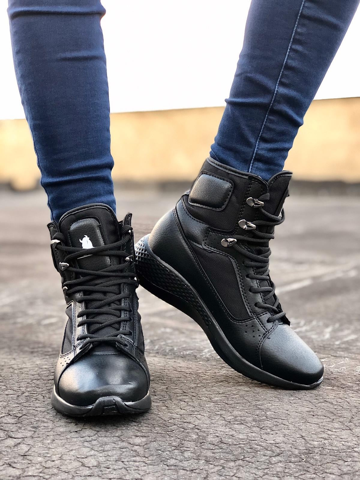 BA0600 Lace-Up Black High Sole Boxer Unisex Sport Winter Boot - STREETMODE™