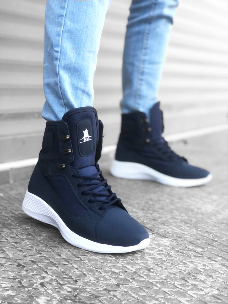 BA0600 Lace-up Navy Blue Short Boxer Unisex Sport Boots - STREETMODE™