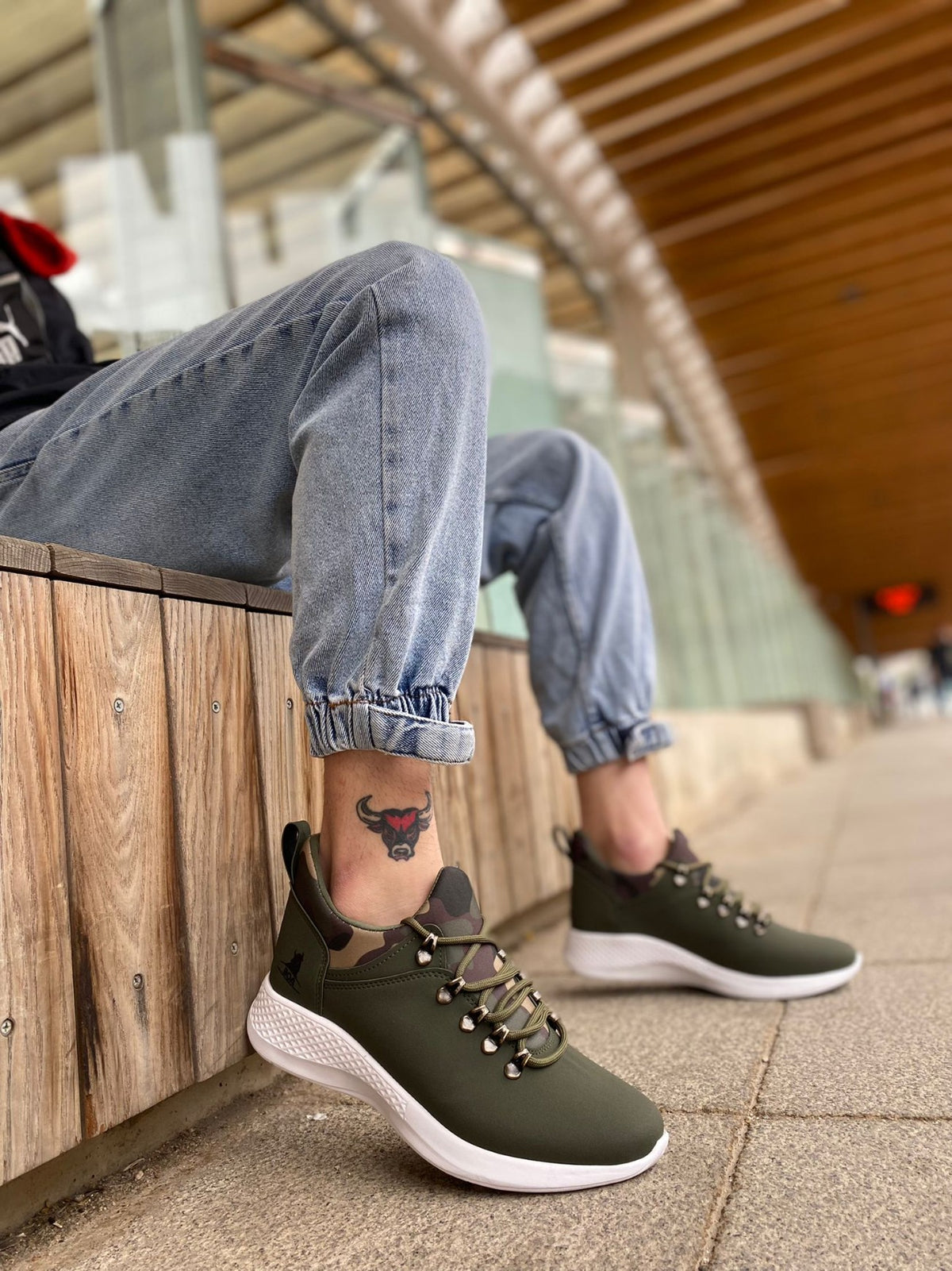 BA0601 Lace-up Comfortable High Sole Khaki camouflage Casual Men's Sneakers - STREETMODE™