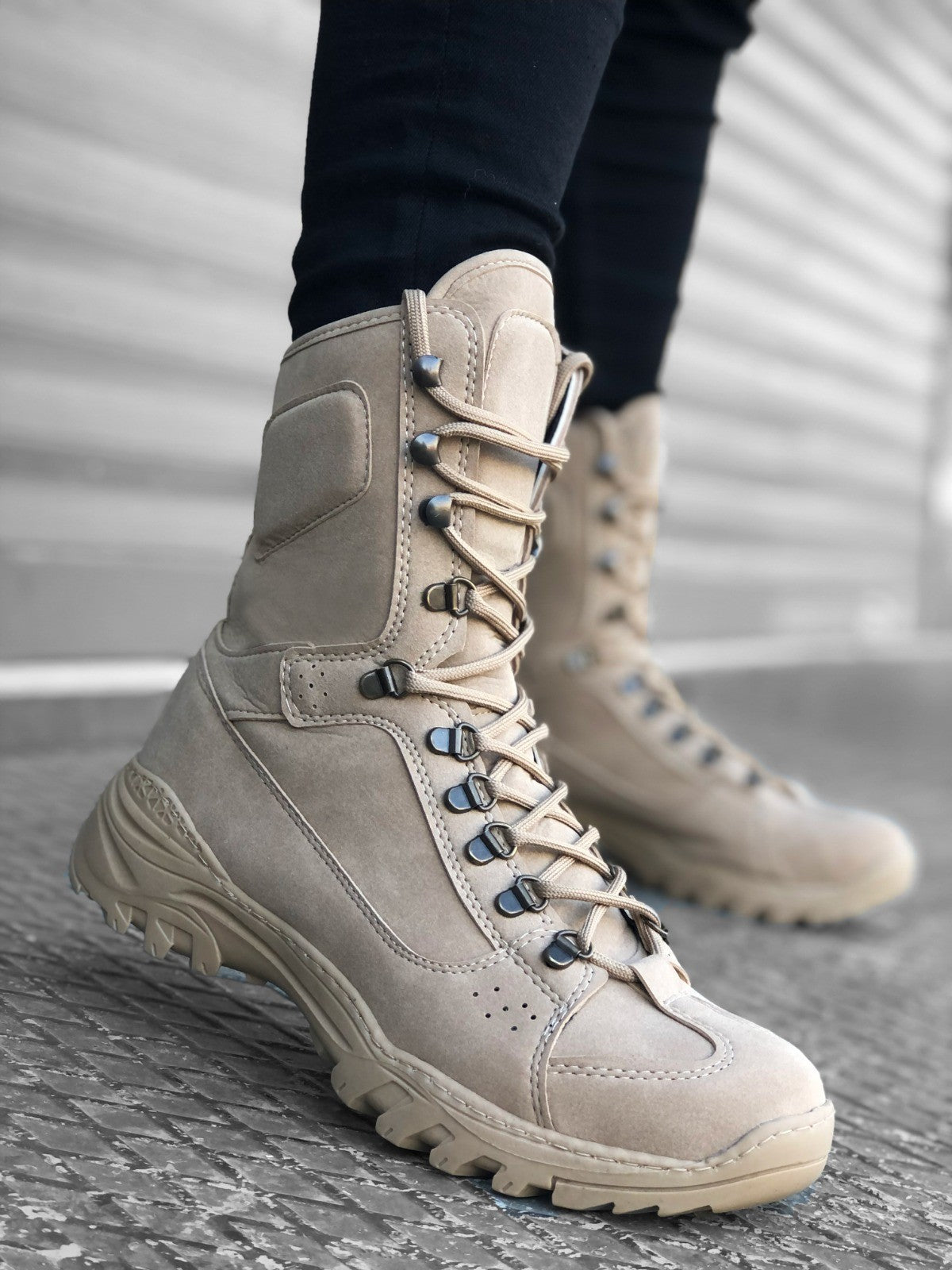BA0605 Lace-Up Cream Military Boots - STREETMODE™