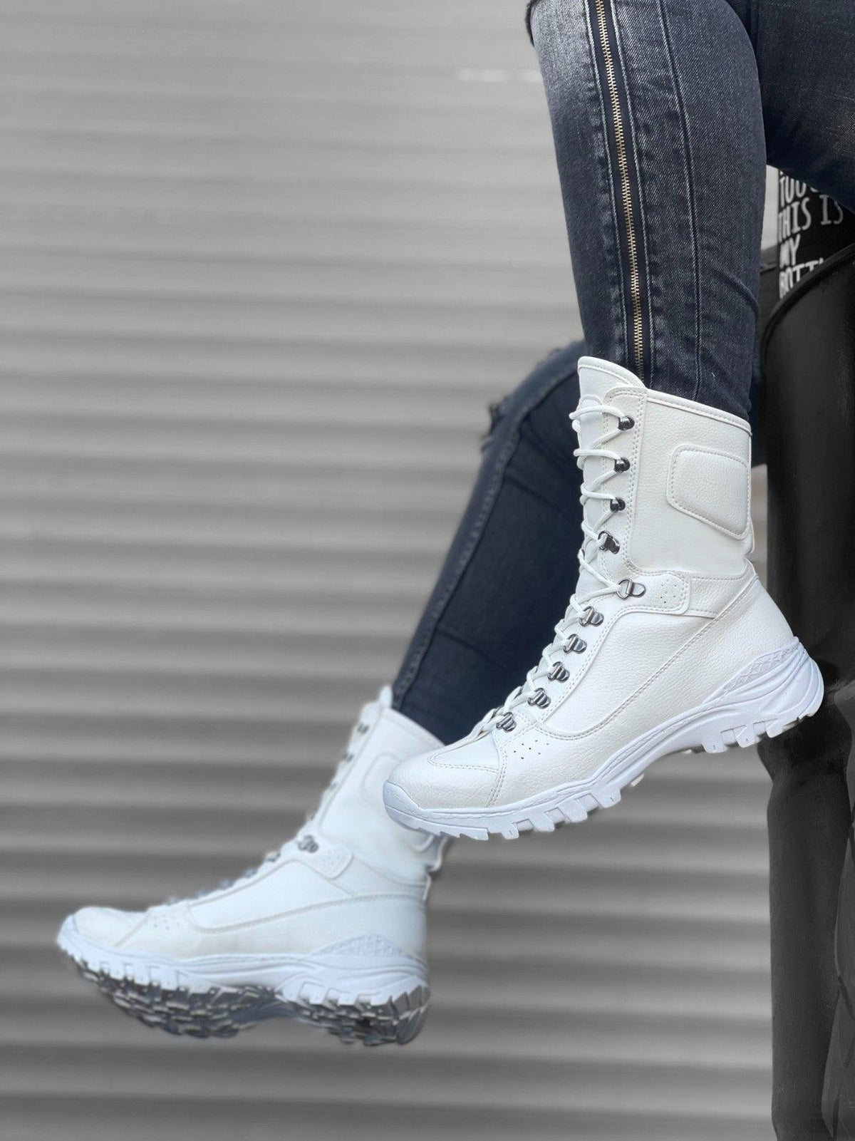 BA0605 Men's Lace-Up White Military Combat Boots - STREETMODE™