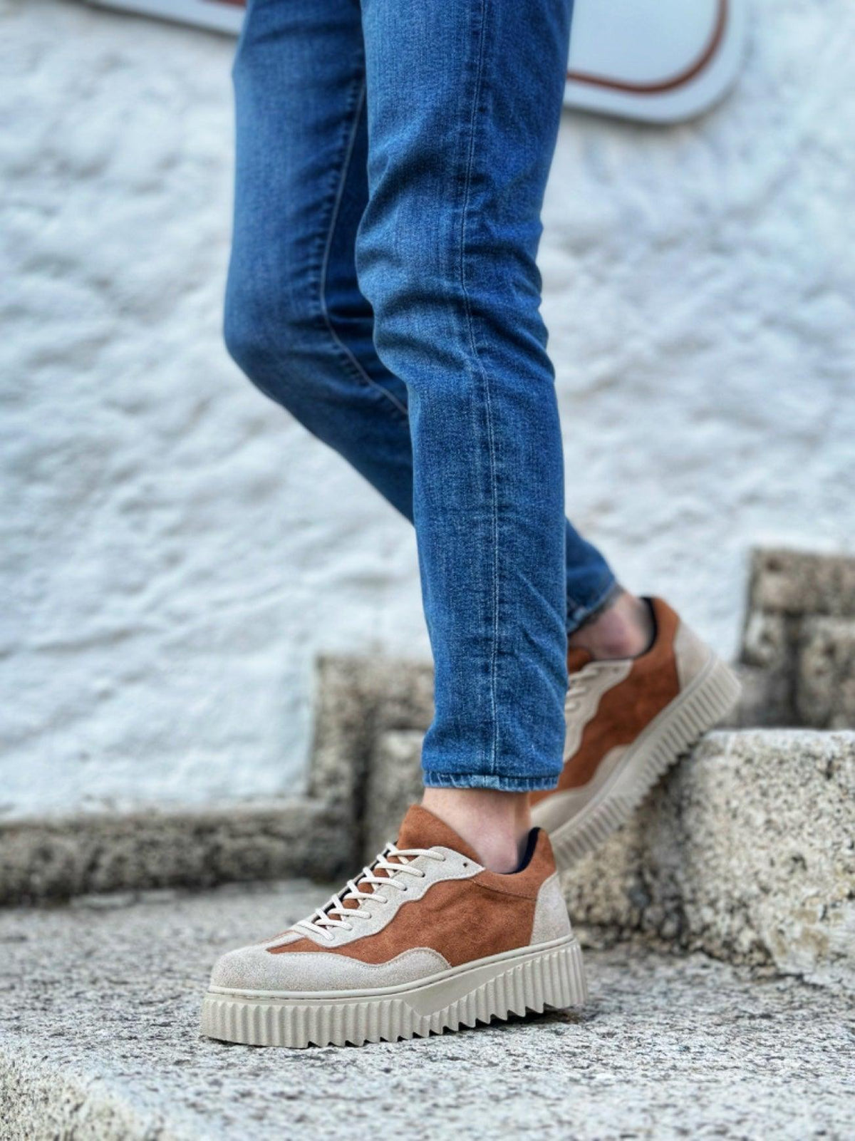 BA0802 Brown Suede High Sole Men's Casual Shoes - STREETMODE™