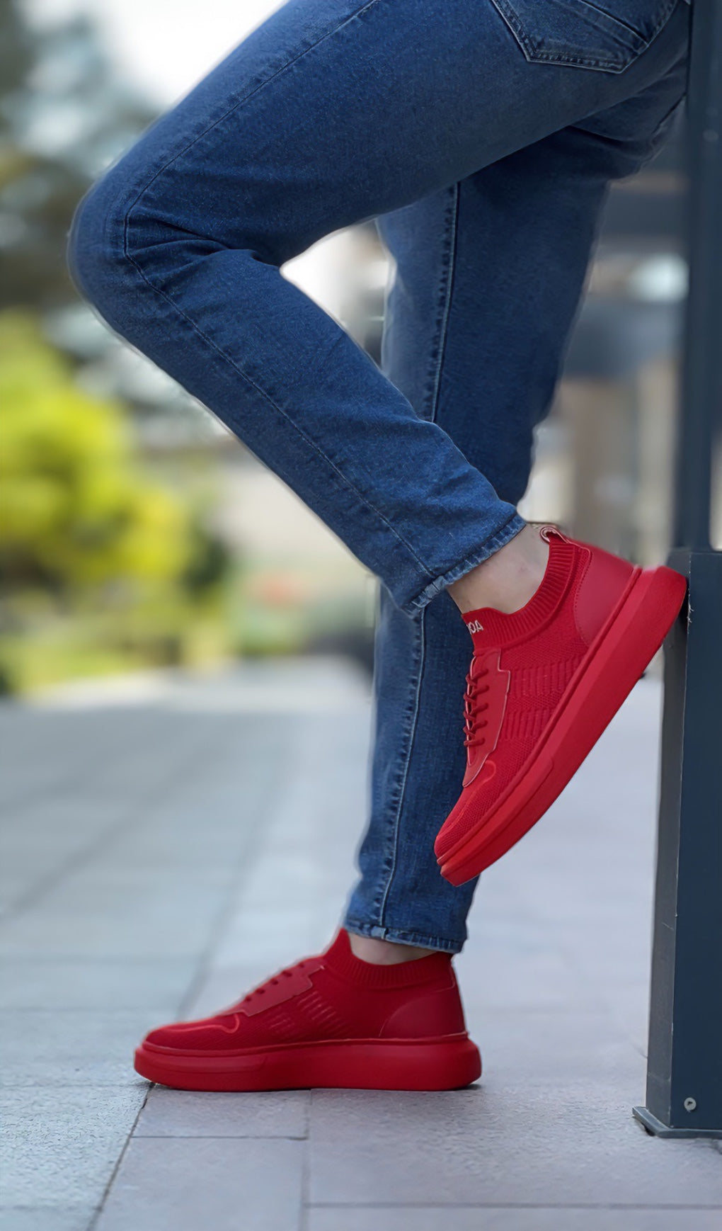 BA0812 Special Knitted Knitwear Style Red Color Sports Shoes - STREETMODE™