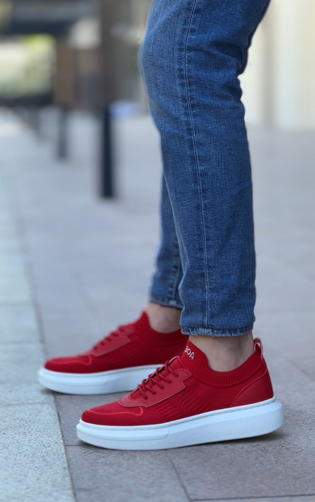 BA0812 Special Knitted Knitwear Style Red White Color Sports Shoes - STREETMODE™