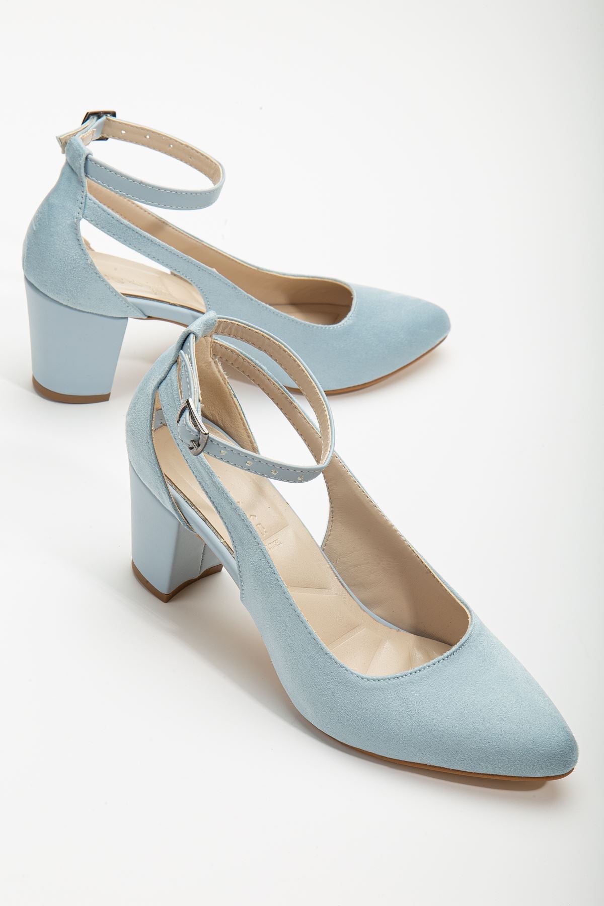 Baby Blue Suede Women's Heeled Shoes - STREETMODE™