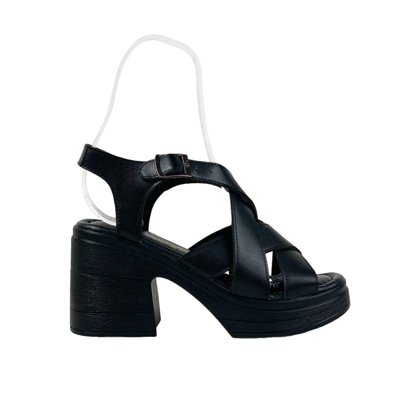 Basskan Kadın Rende Siyah Bilekten Bağlama Yüksek Topuk Platform Sandalet 10 Cm Topuk 390 - STREETMODE™