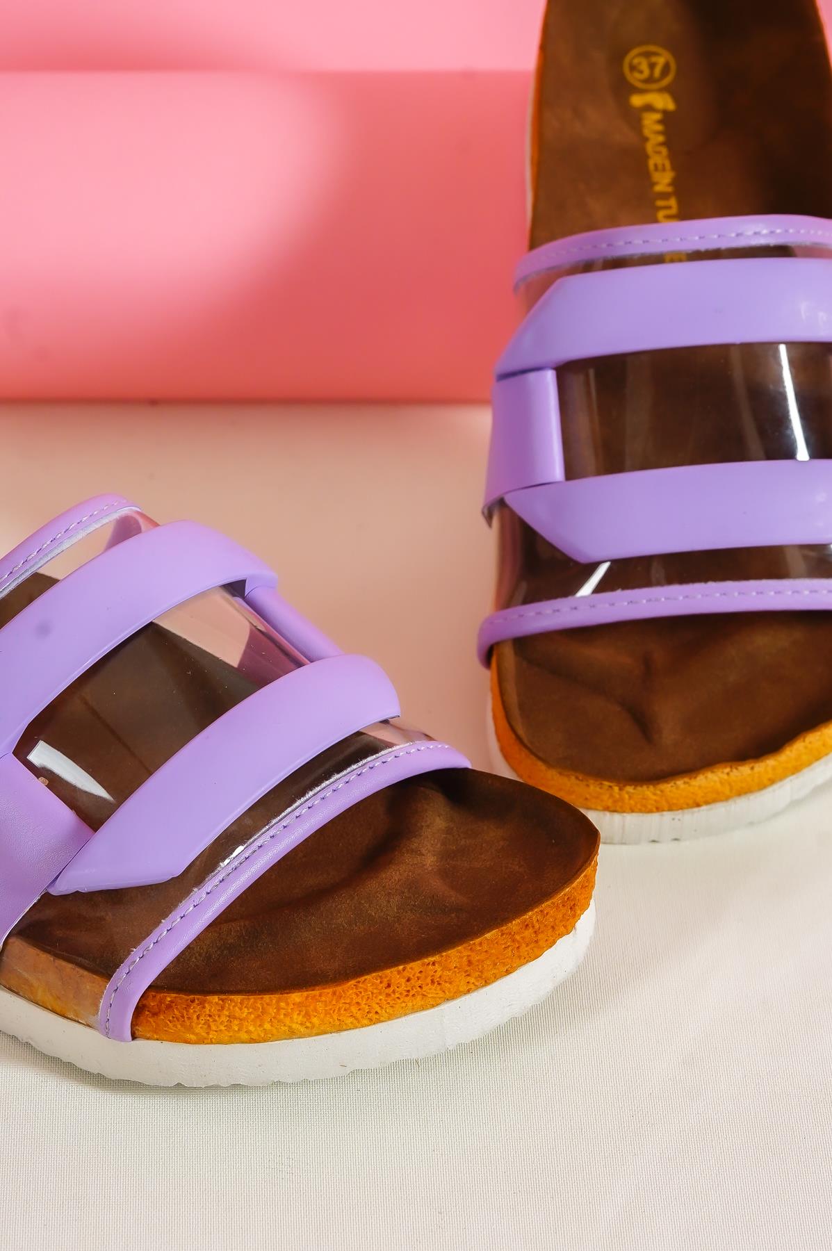 Basskan Women's karli lilac buckle single strap slippers & sandals 005 - STREETMODE™