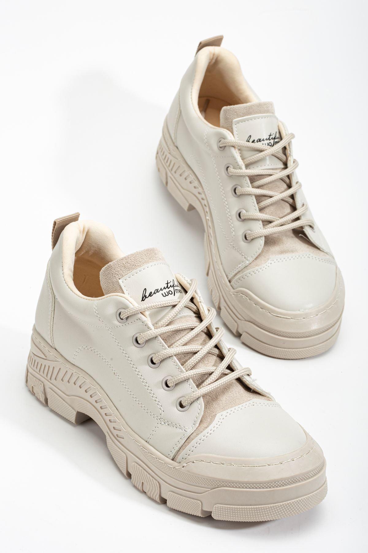 Beige Women's Sneakers Casual Shoes - STREETMODE™