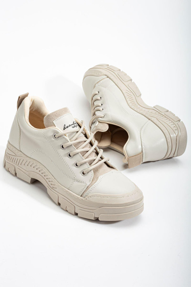 Beige Women's Sneakers Casual Shoes - STREETMODE™